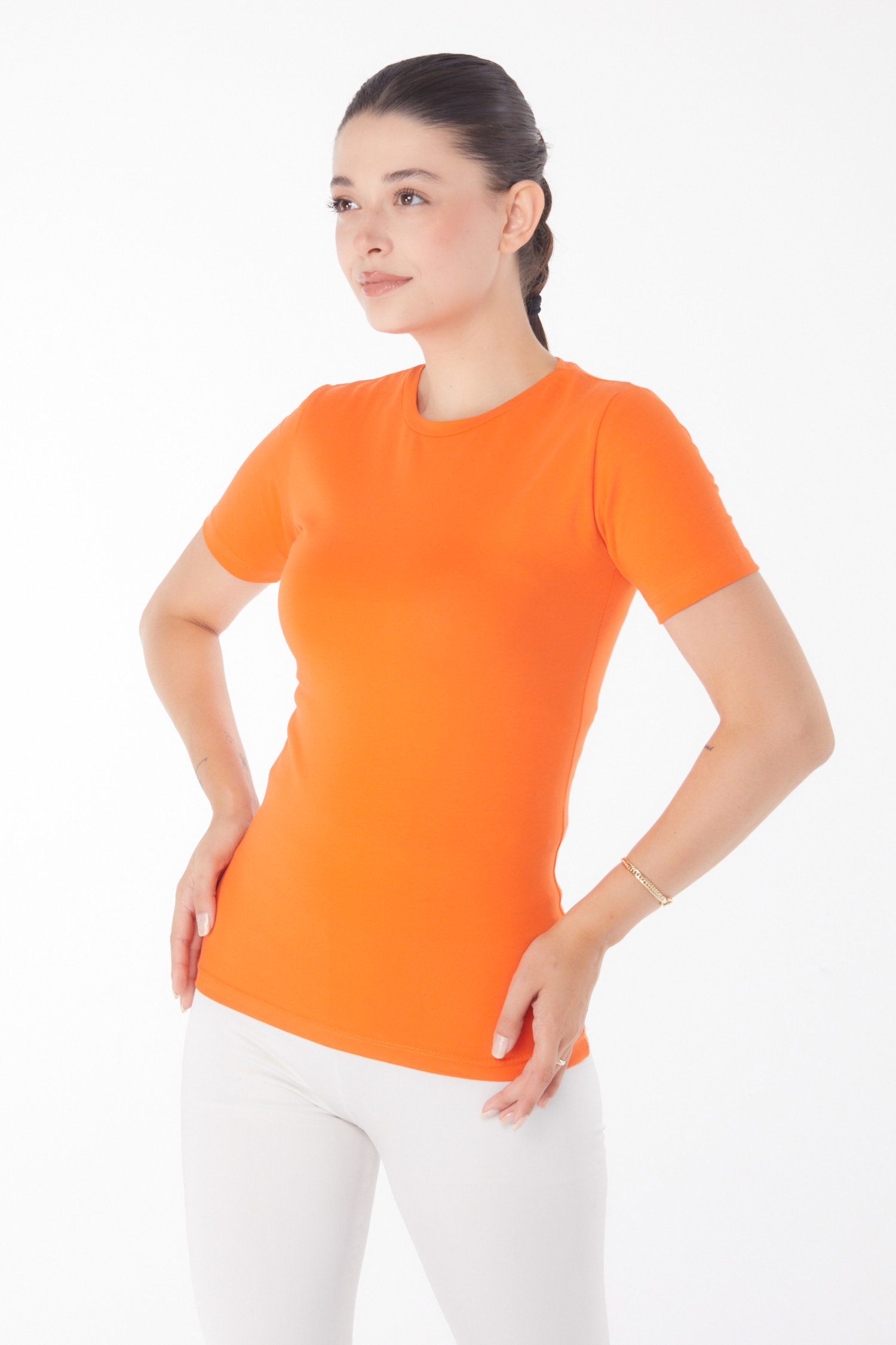 Kısa Kollu T-shirt Oranj - 25768 - 1