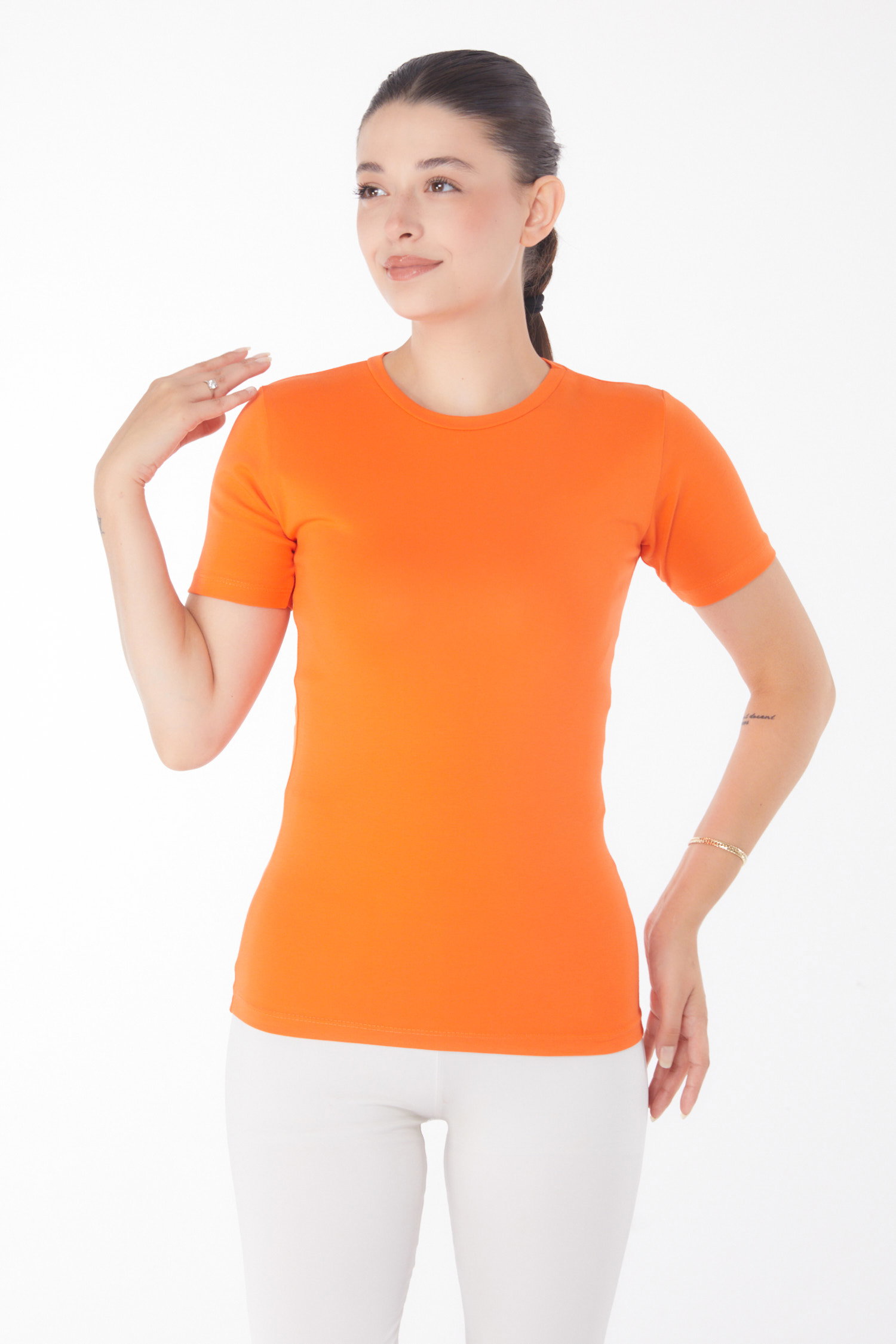 Kısa Kollu T-shirt Oranj - 25768 - 2