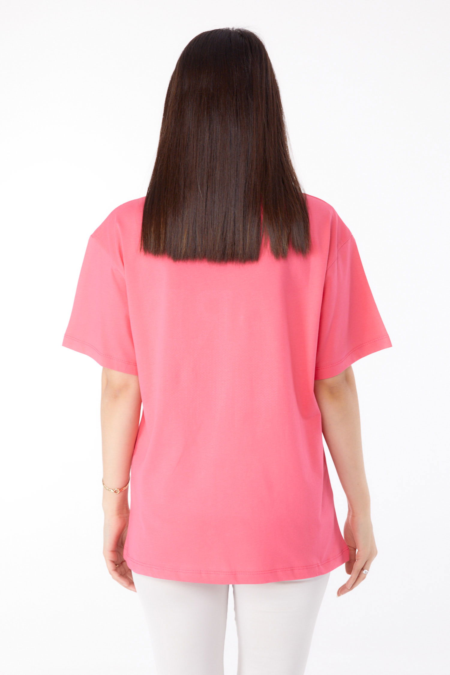 Taşlı T-shirt Pembe - 25698 - 5