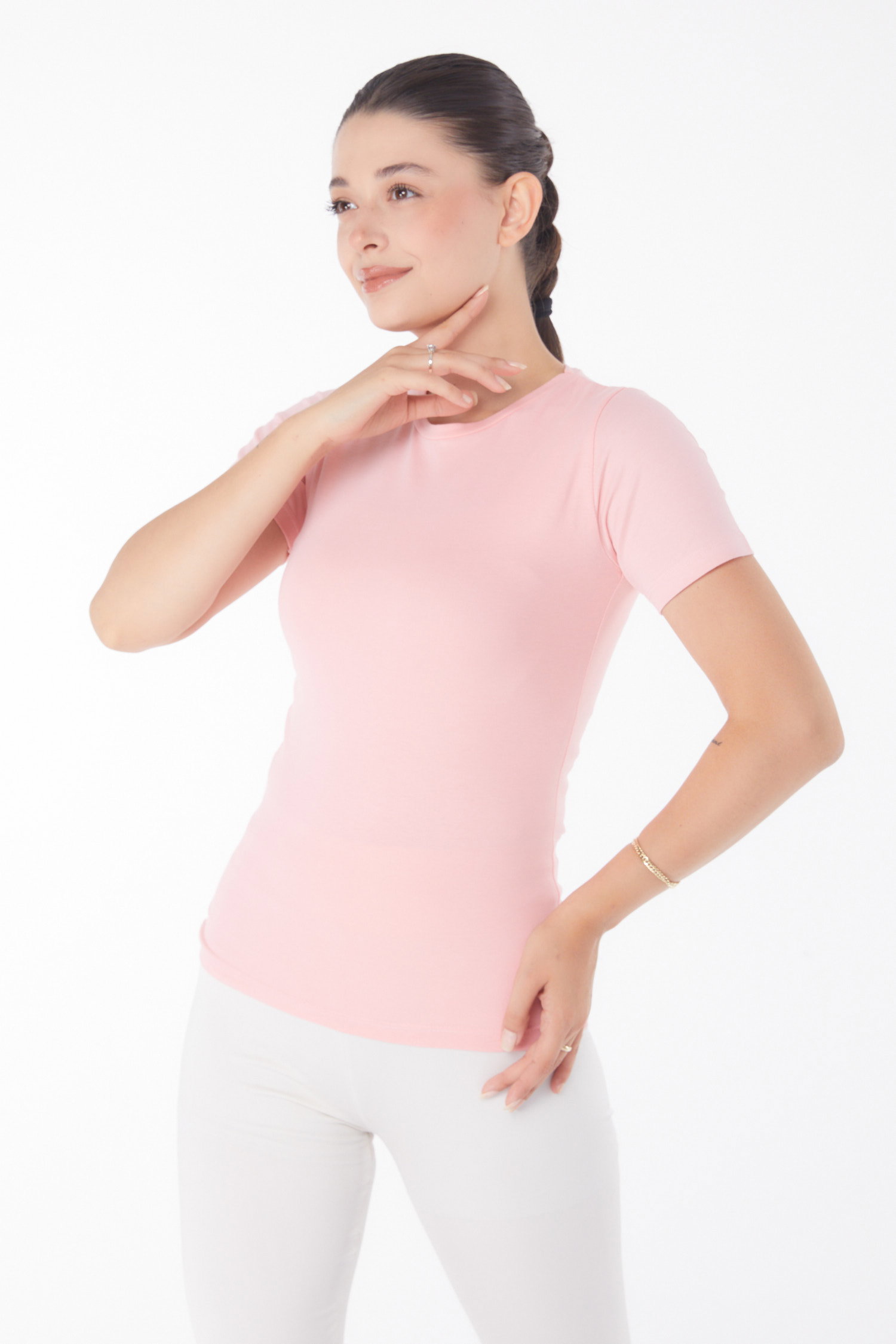 Kısa Kollu T-shirt Pudra - 25768 - 3