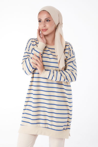 Çizgili Sweatshirt Saks - 26137 