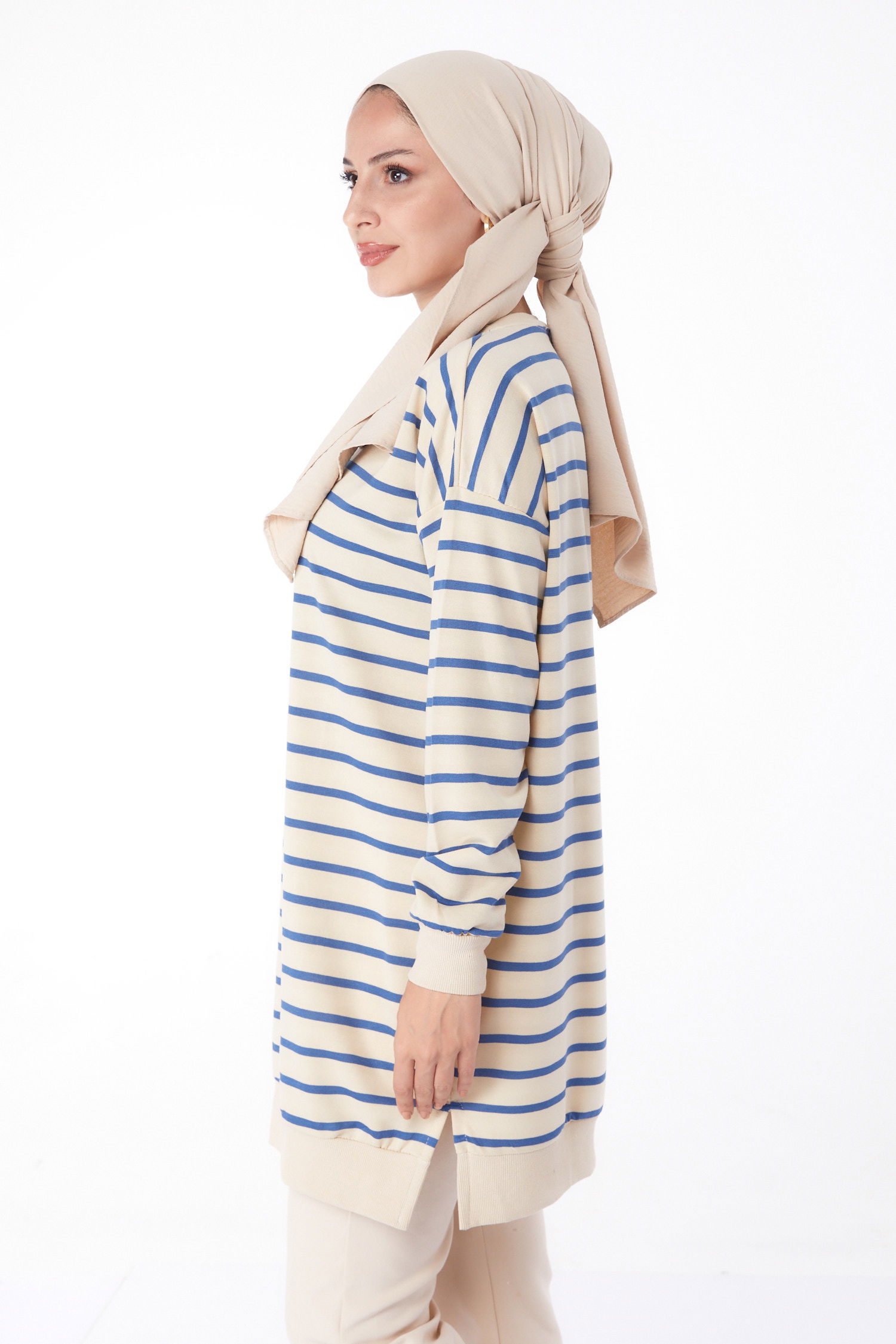 Çizgili Sweatshirt Saks - 26137 - 4