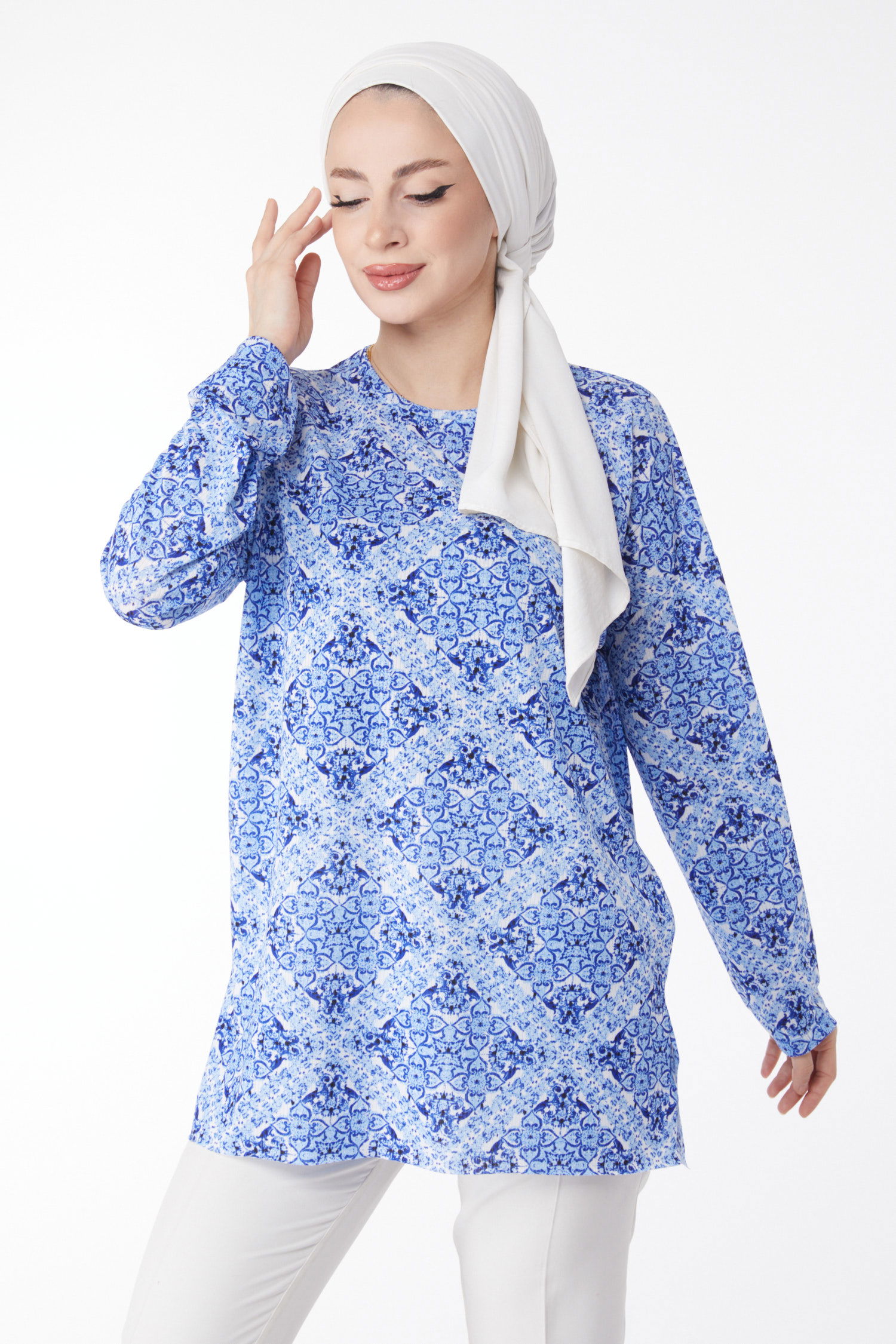 Desenli Bluz Saks - 24733 - 2