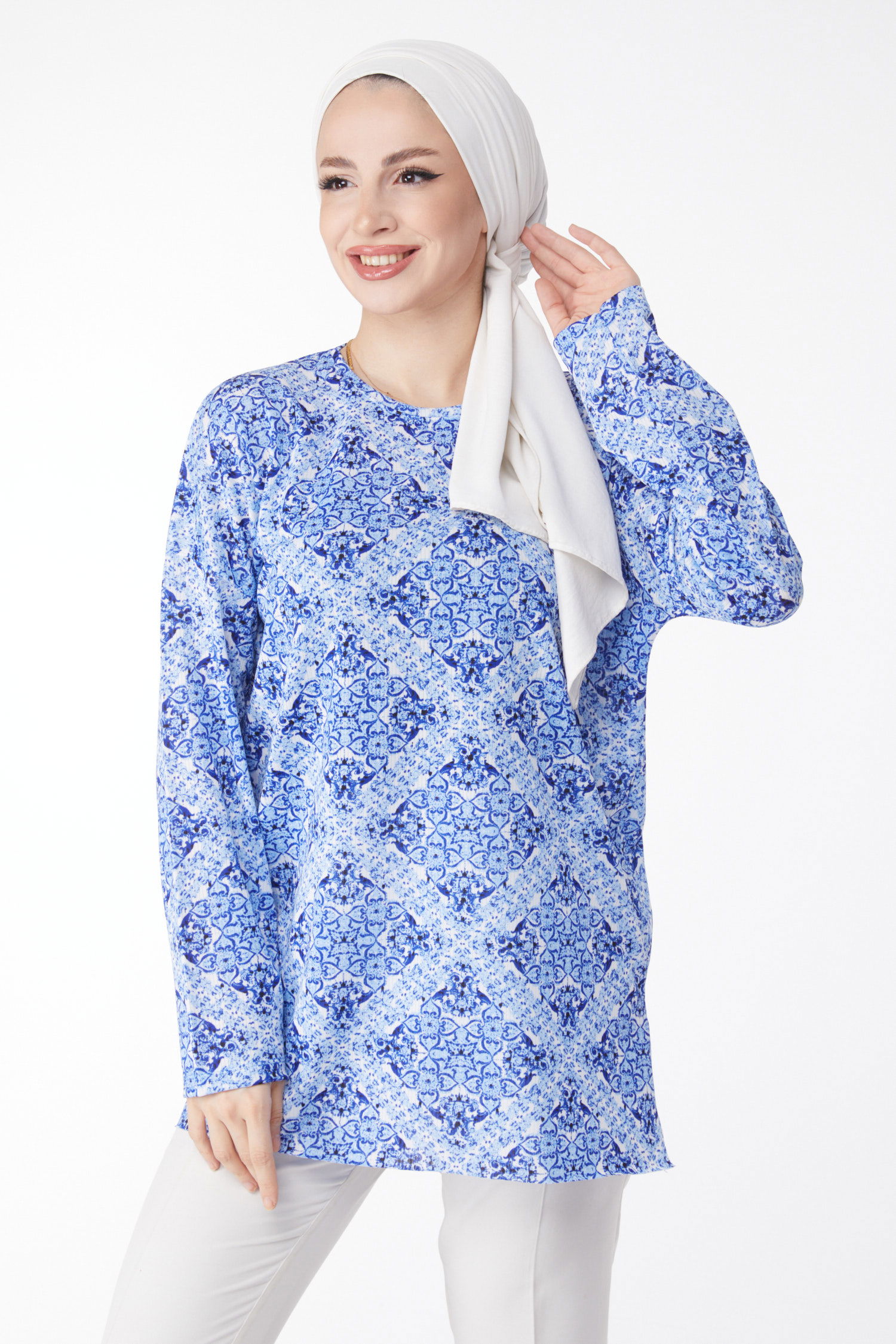 Desenli Bluz Saks - 24733 - 3
