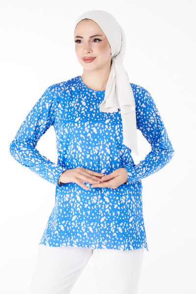 Desenli Bluz Saks - 24735 