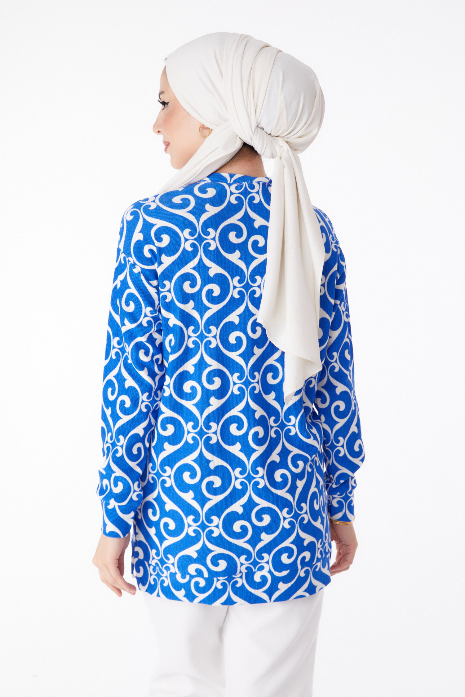 Desenli Tunik Saks - 25320 - 5