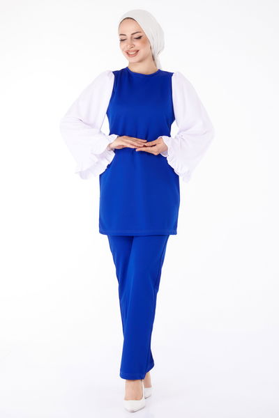 Tunik Pantolon İkili Takım Saks - 13198 