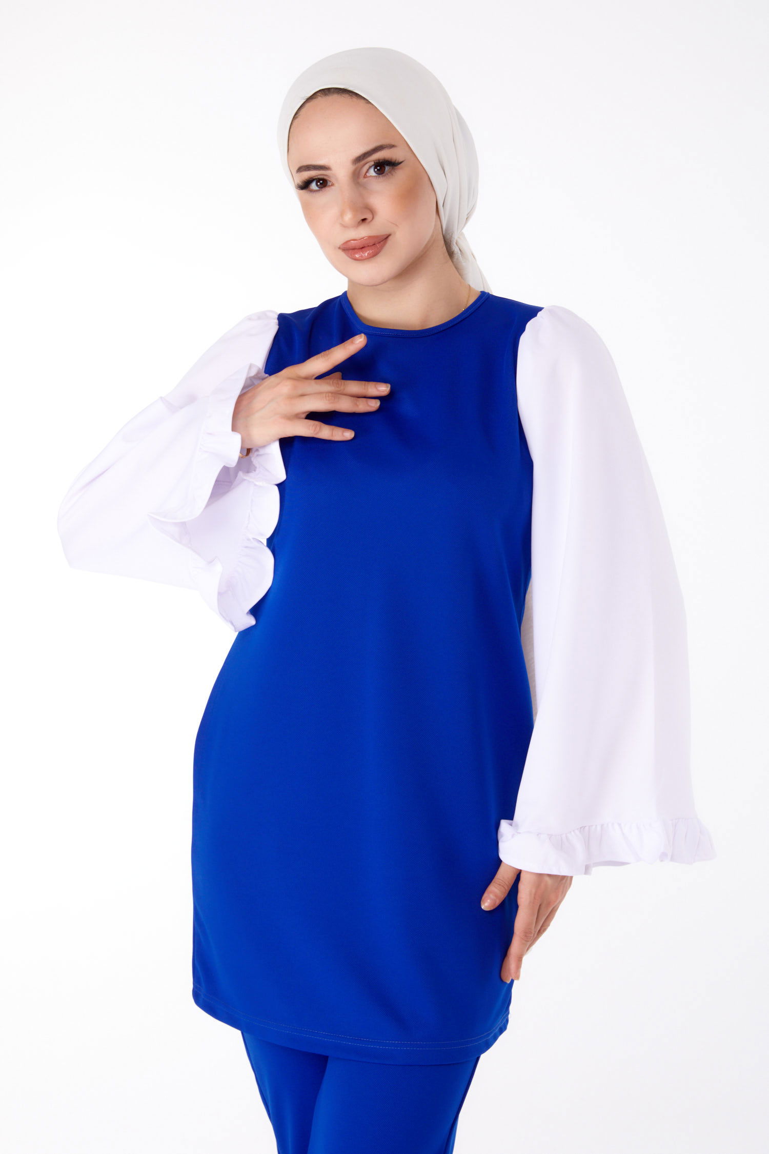 Tunik Pantolon İkili Takım Saks - 13198 - 3