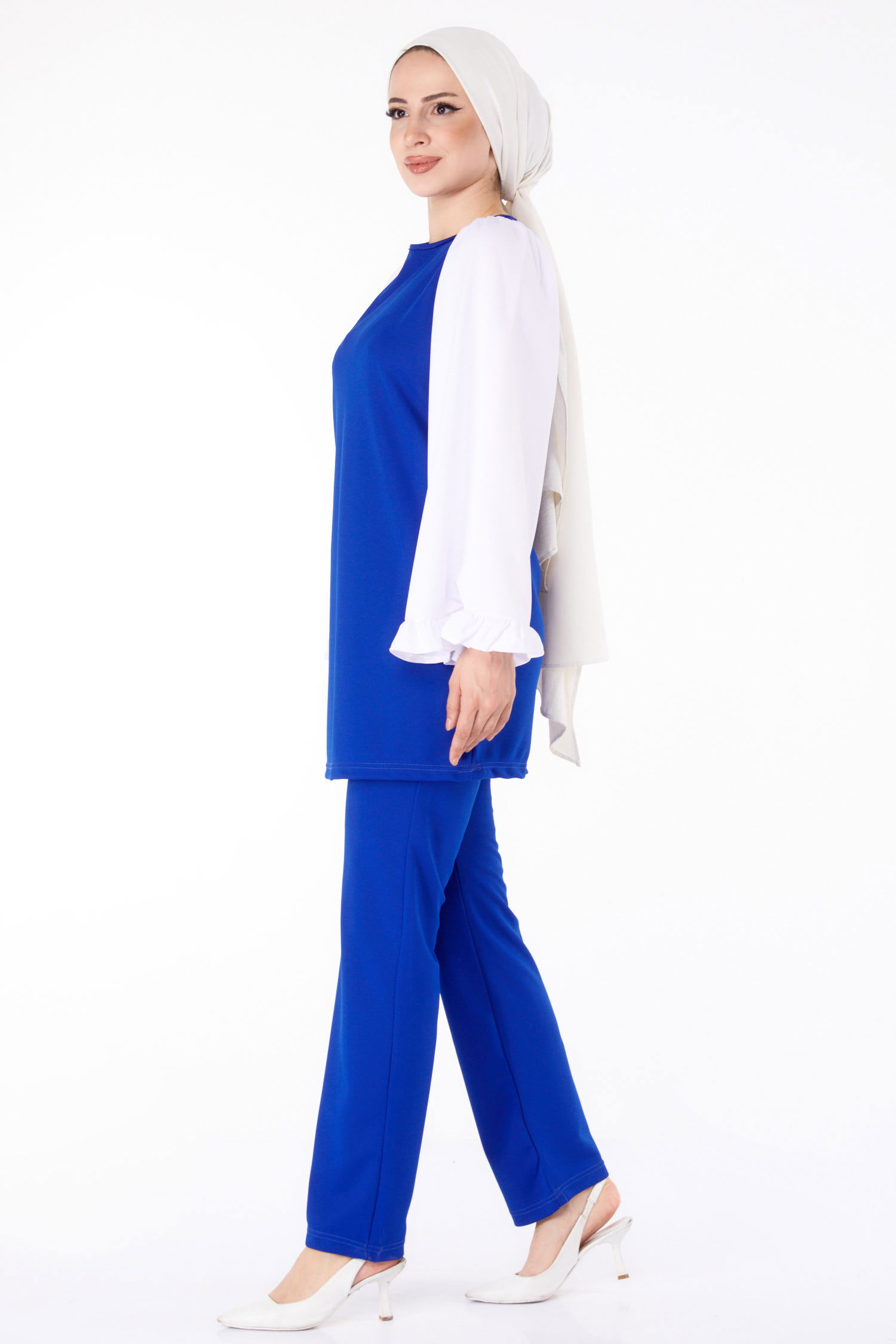 Tunik Pantolon İkili Takım Saks - 13198 - 4