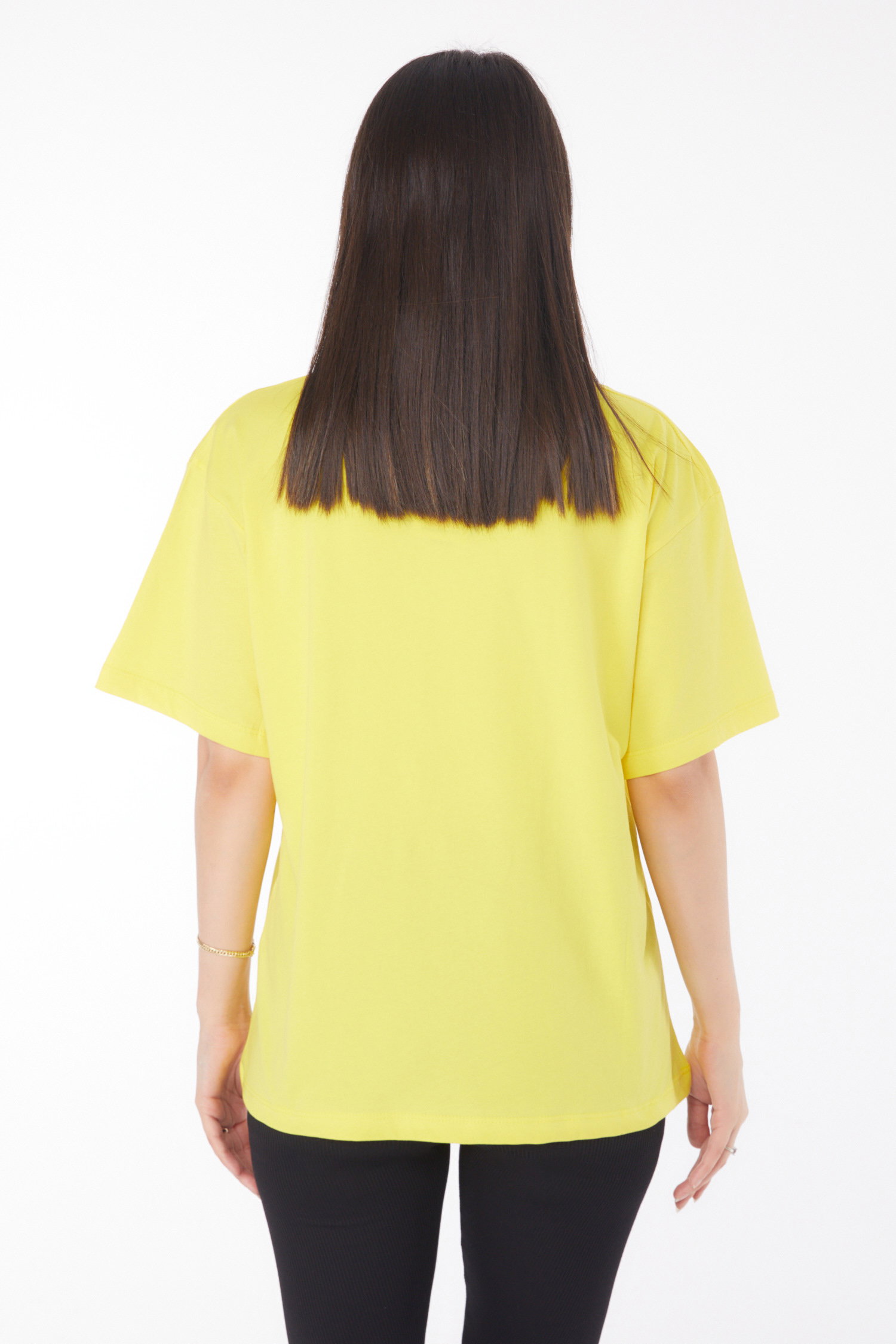 Baskılı Kısa Kollu T-shirt Sari - 25766 - 5