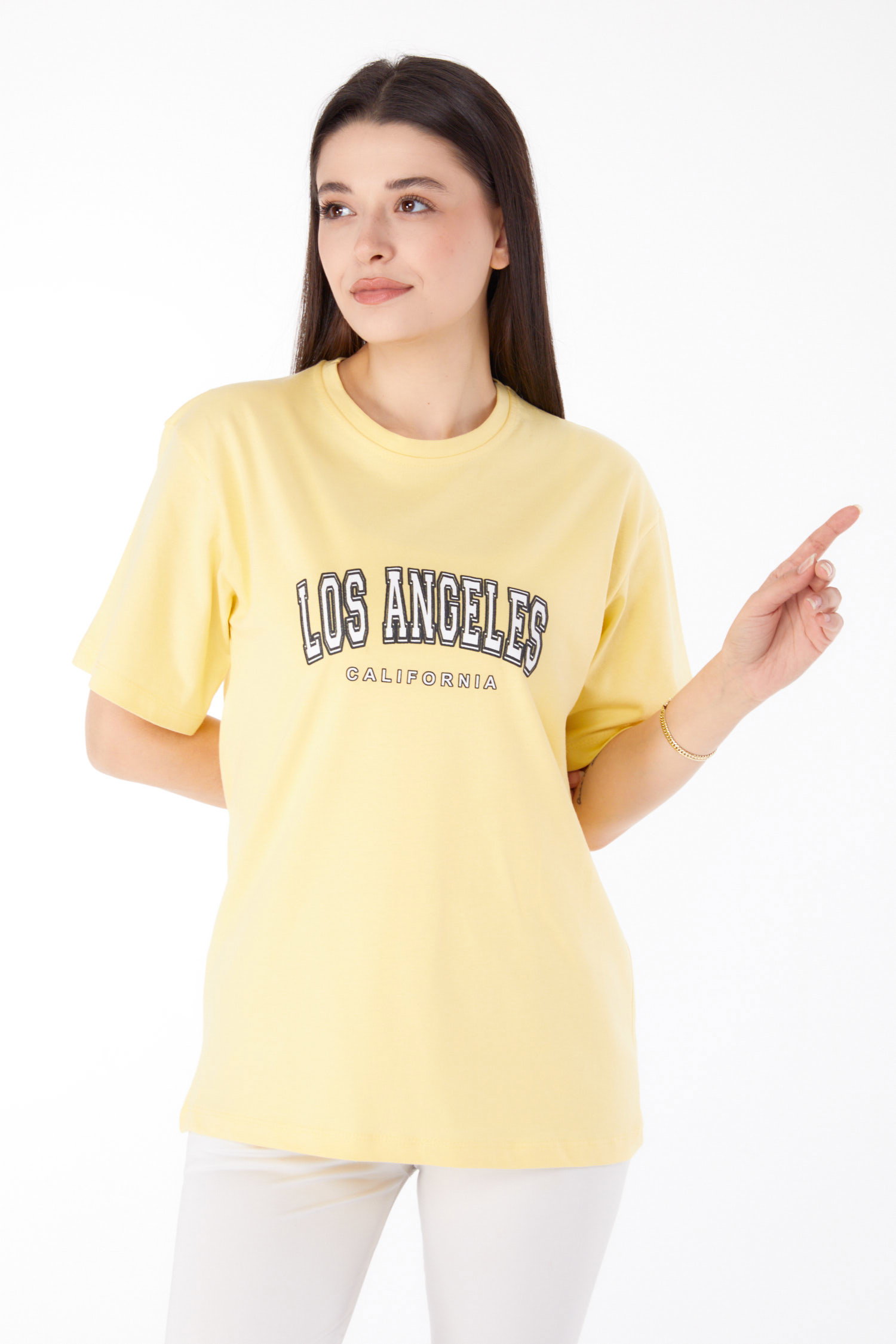 Baskılı T-shirt Sari - 25704 - 1