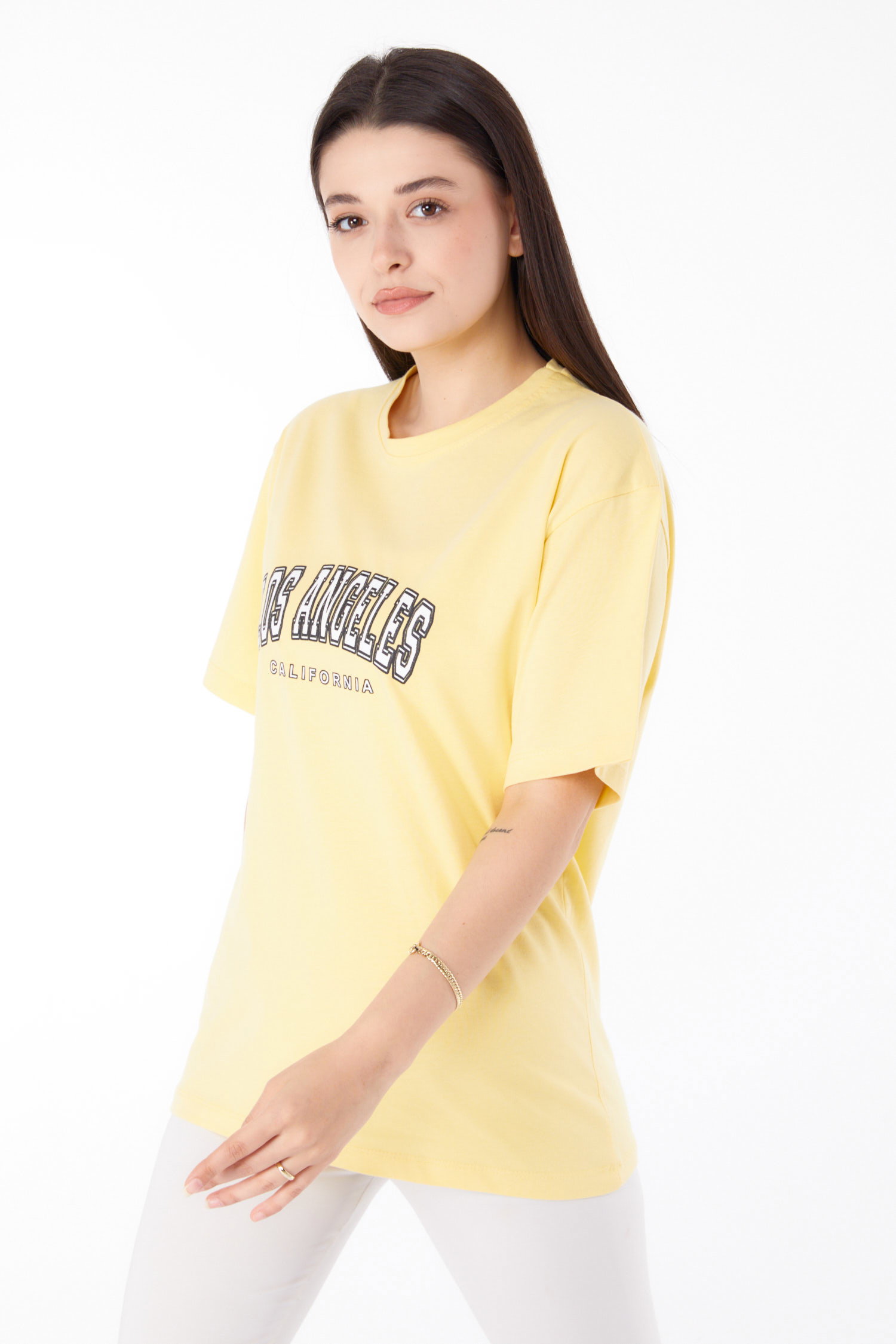 Baskılı T-shirt Sari - 25704 - 2