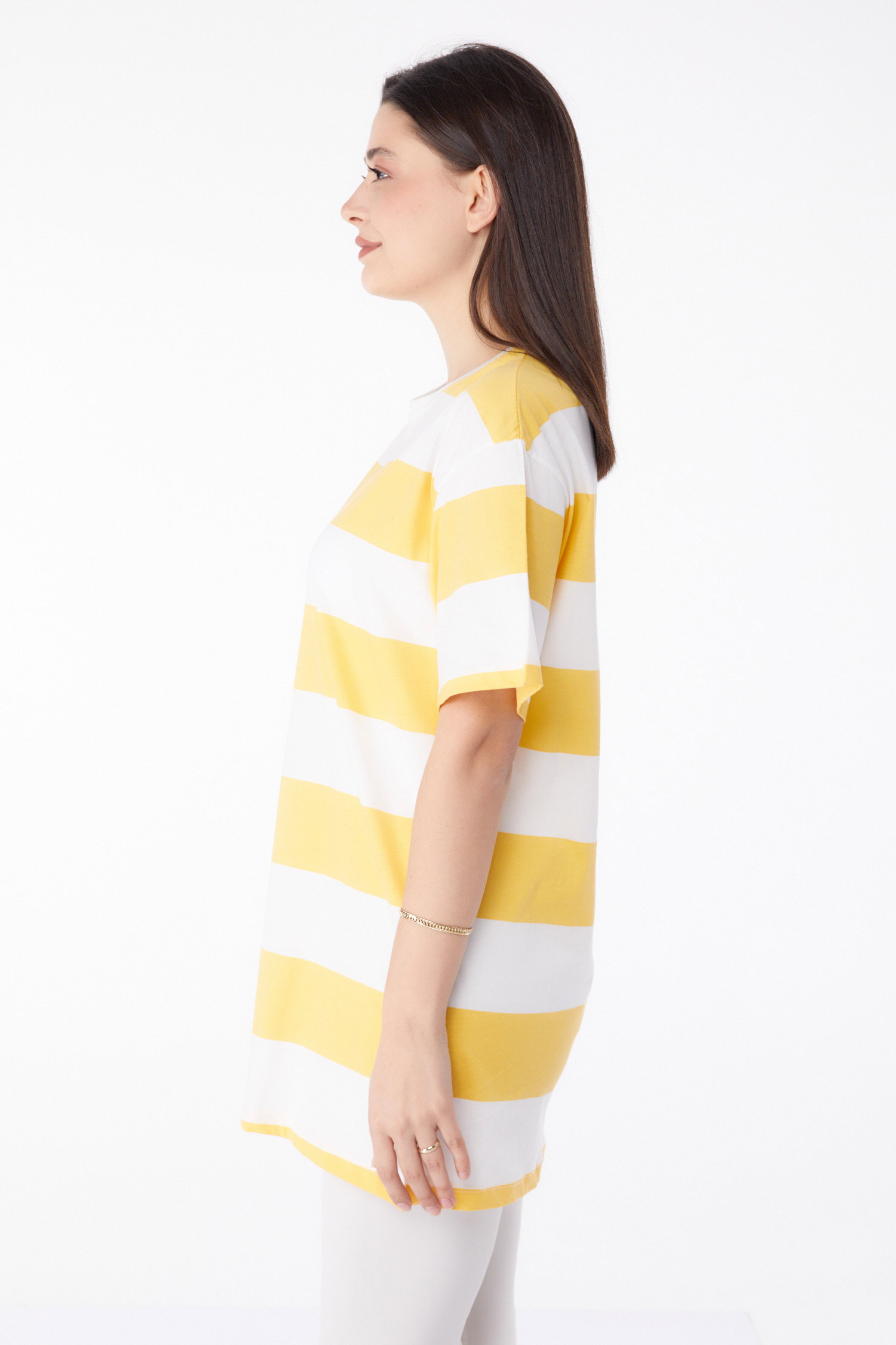 Çizgili T-Shirt Sari - 25305 - 4