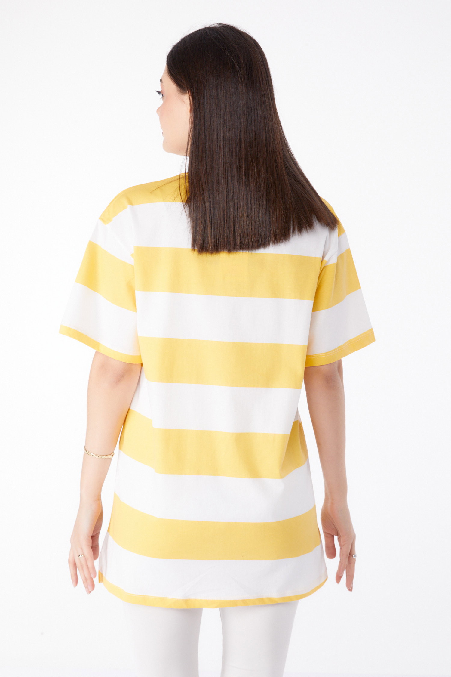 Çizgili T-Shirt Sari - 25305 - 5
