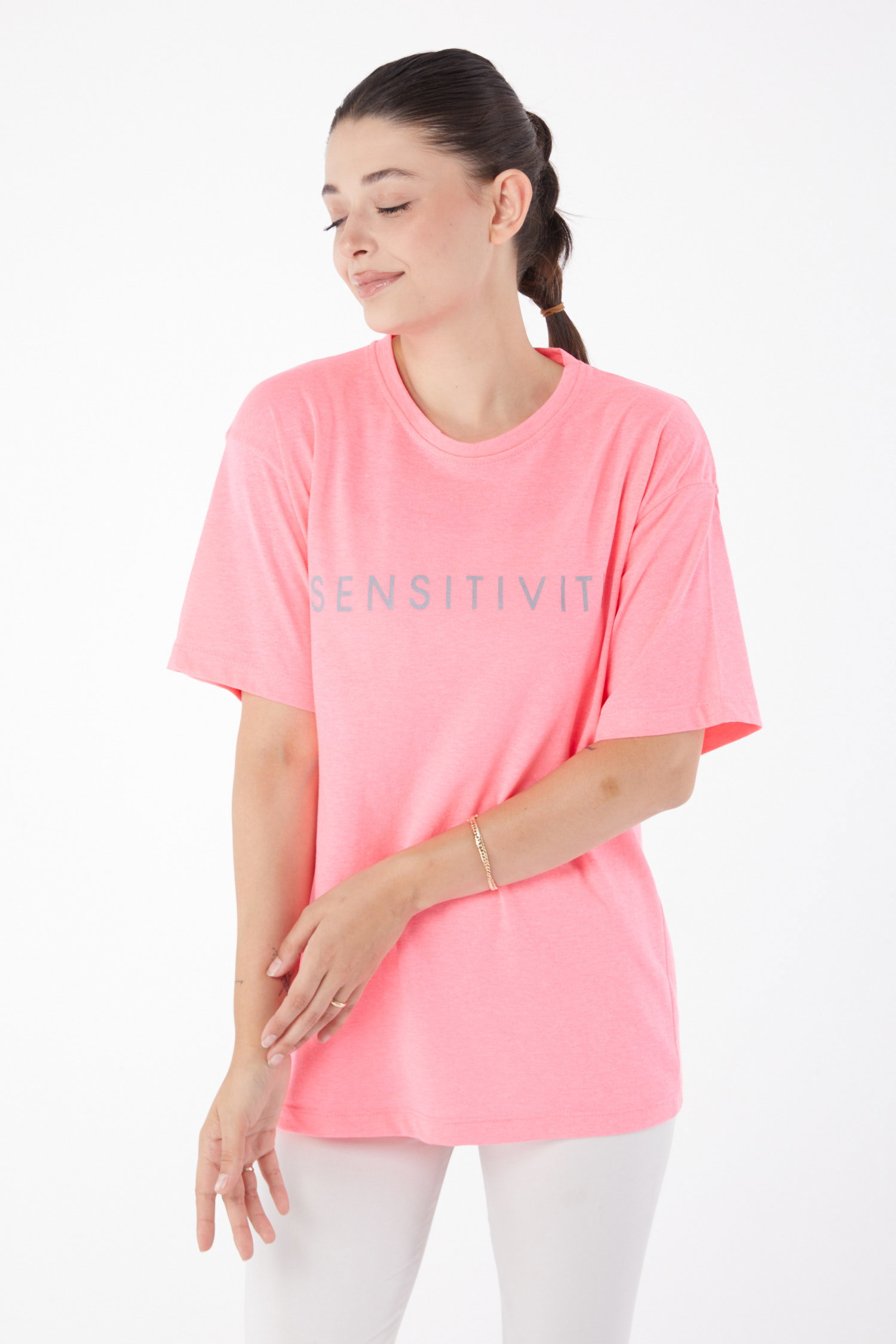 Kısa Kollu Baskılı T-shirt şekerpembe - 25984 - 3