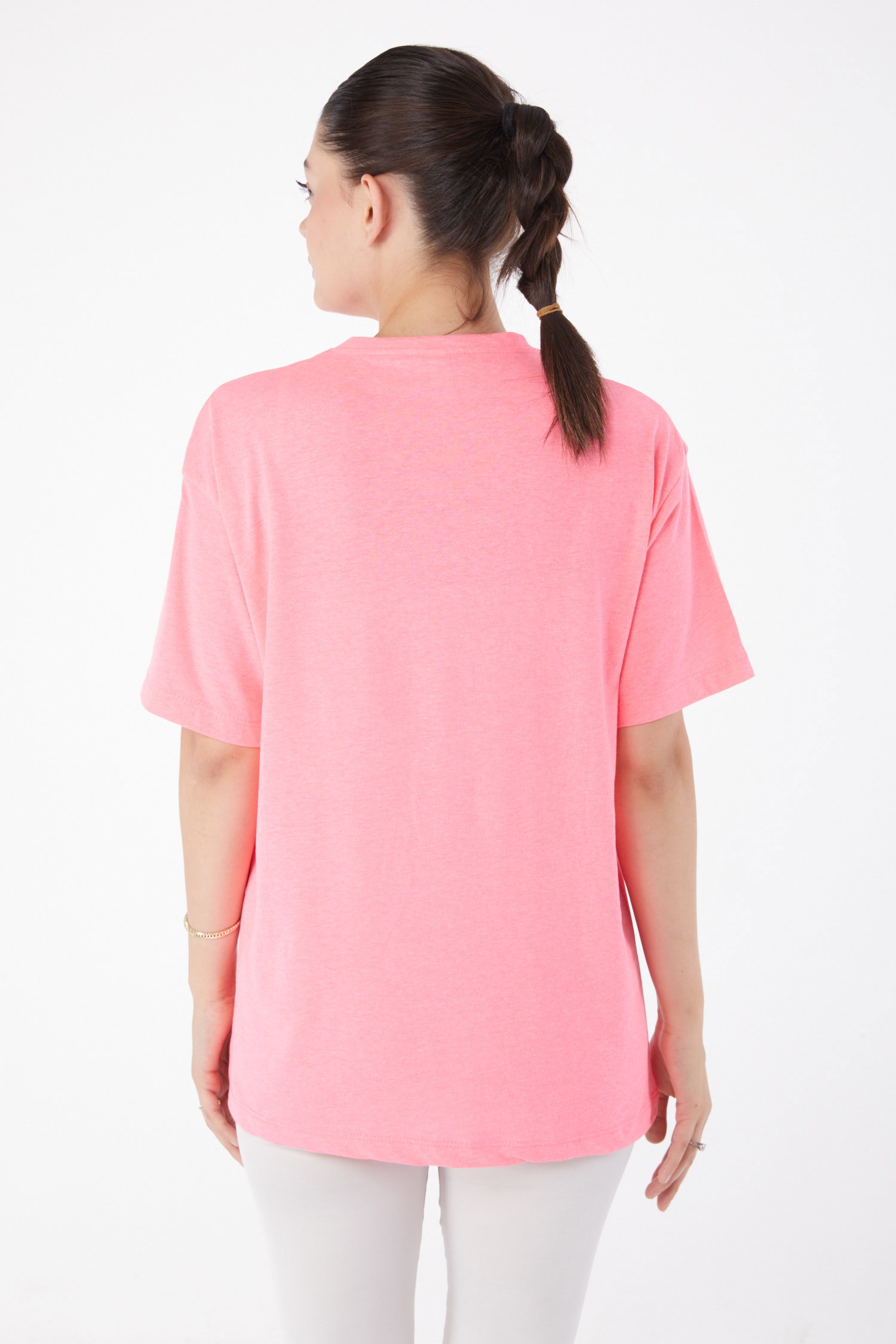 Kısa Kollu Baskılı T-shirt şekerpembe - 25984 - 5