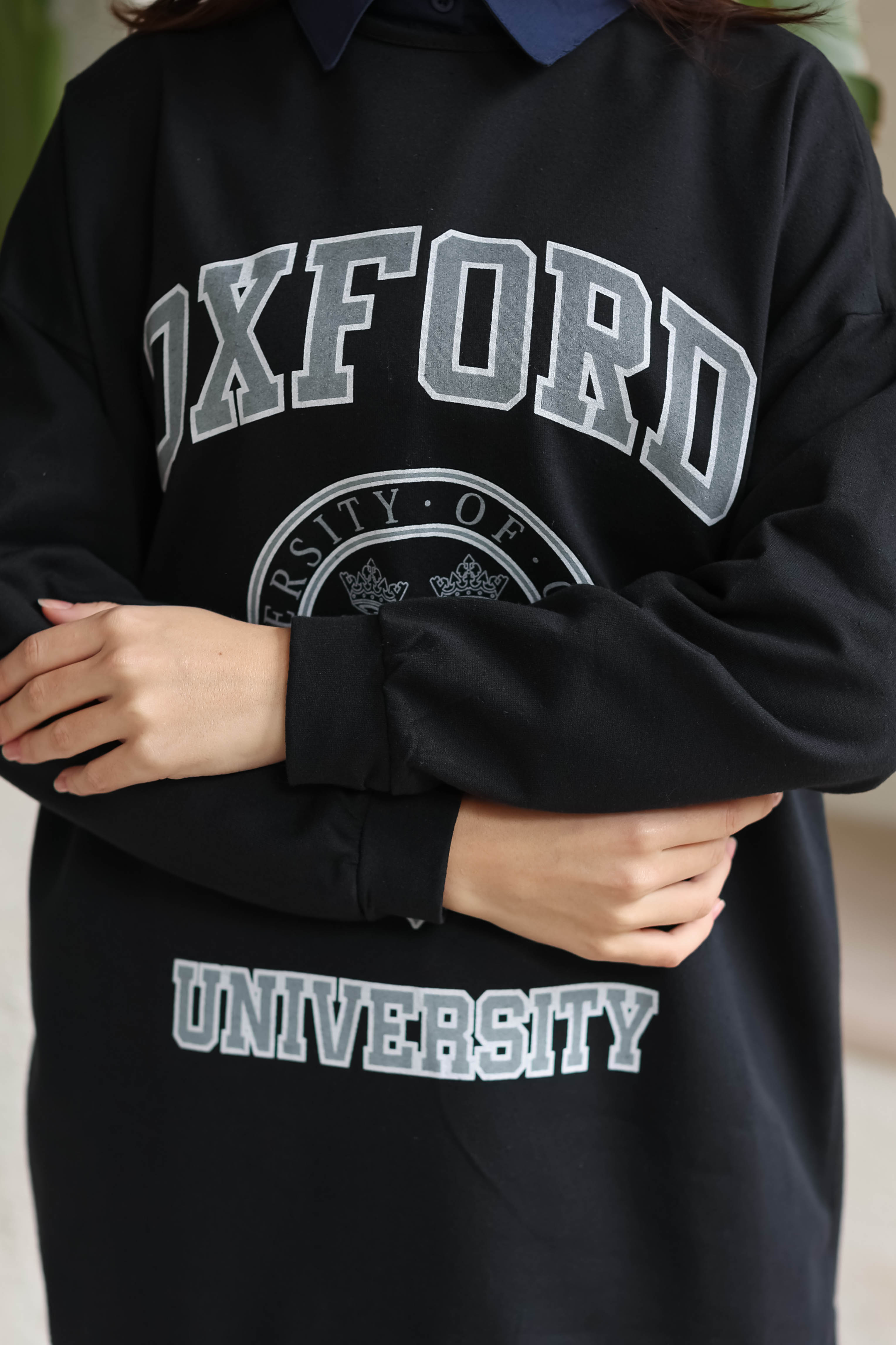 Baskılı Sweatshirt Siyah - 13281 - 4