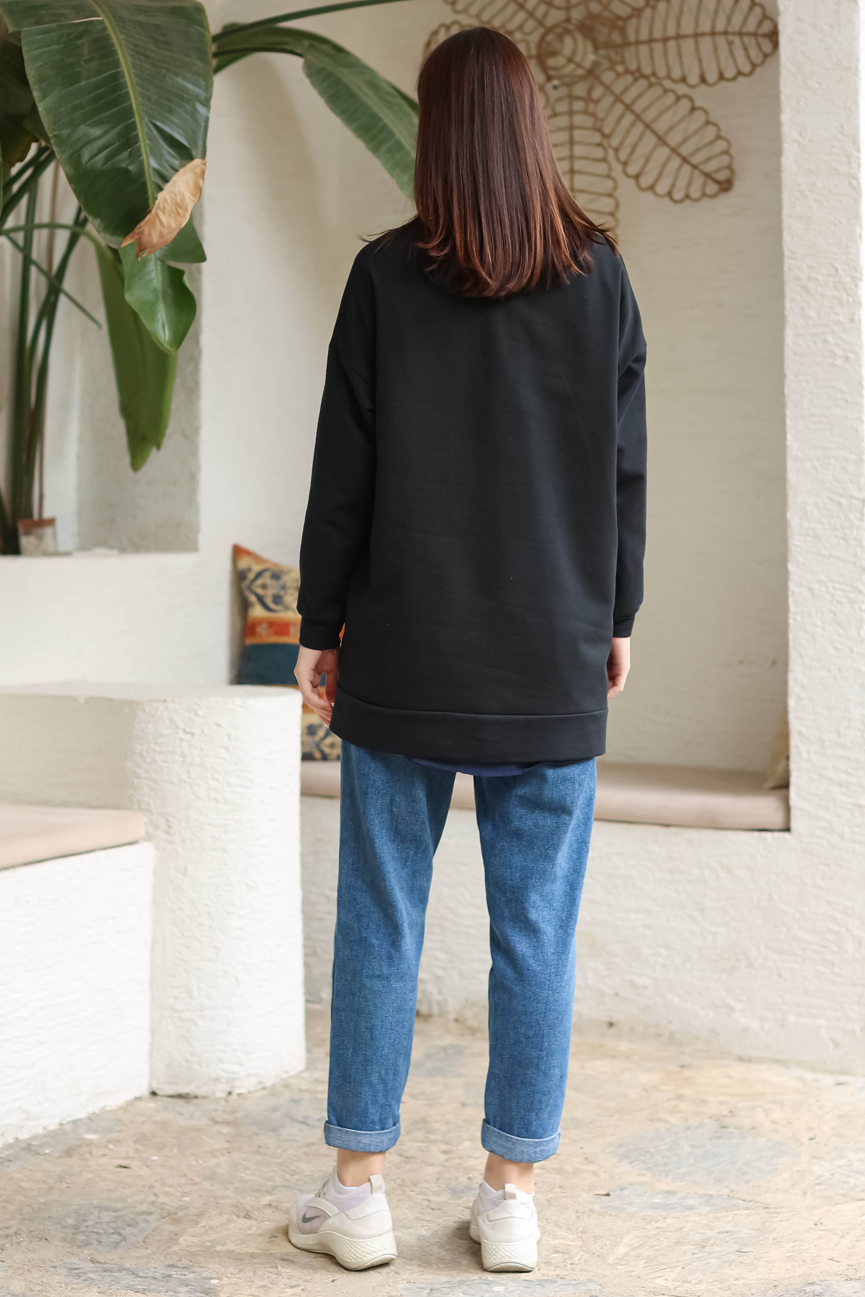 Baskılı Sweatshirt Siyah - 13281 - 6