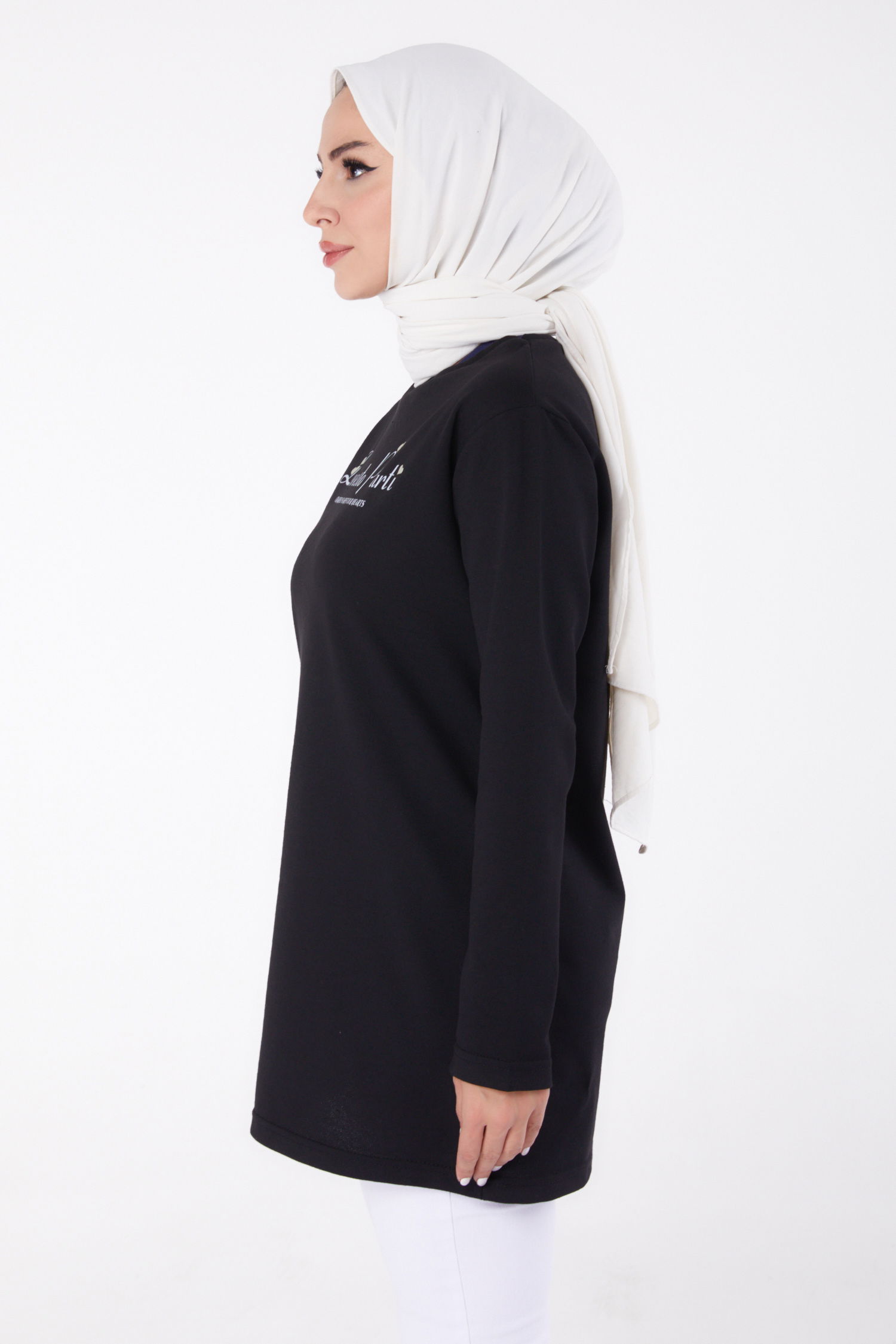Baskılı Sweatshirt Siyah - 13335 - 4