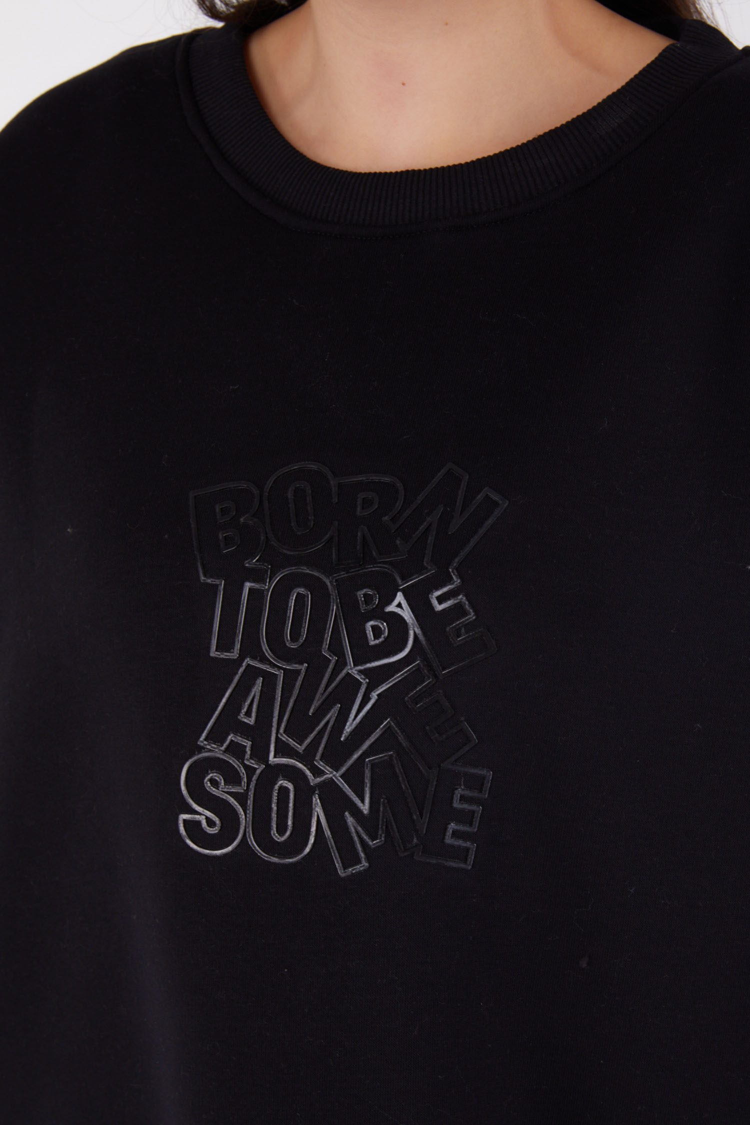 Baskılı Sweatshirt Siyah - 26475 - 6