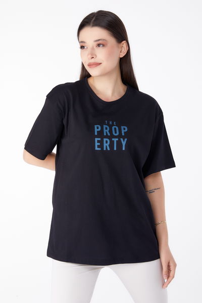 Baskılı T-shirt Siyah - 25375 