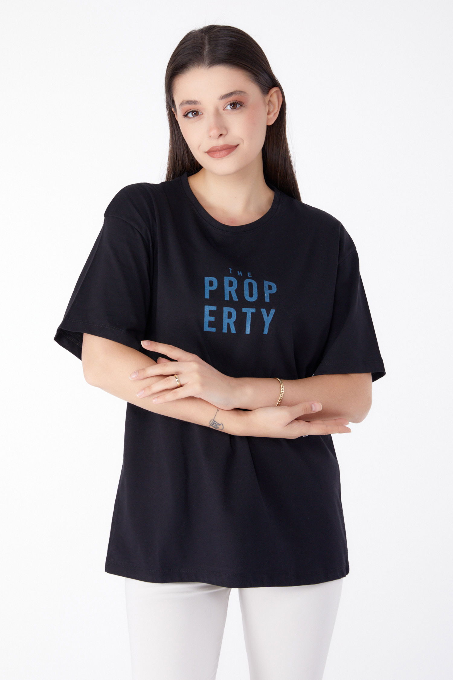 Baskılı T-shirt Siyah - 25375 - 2