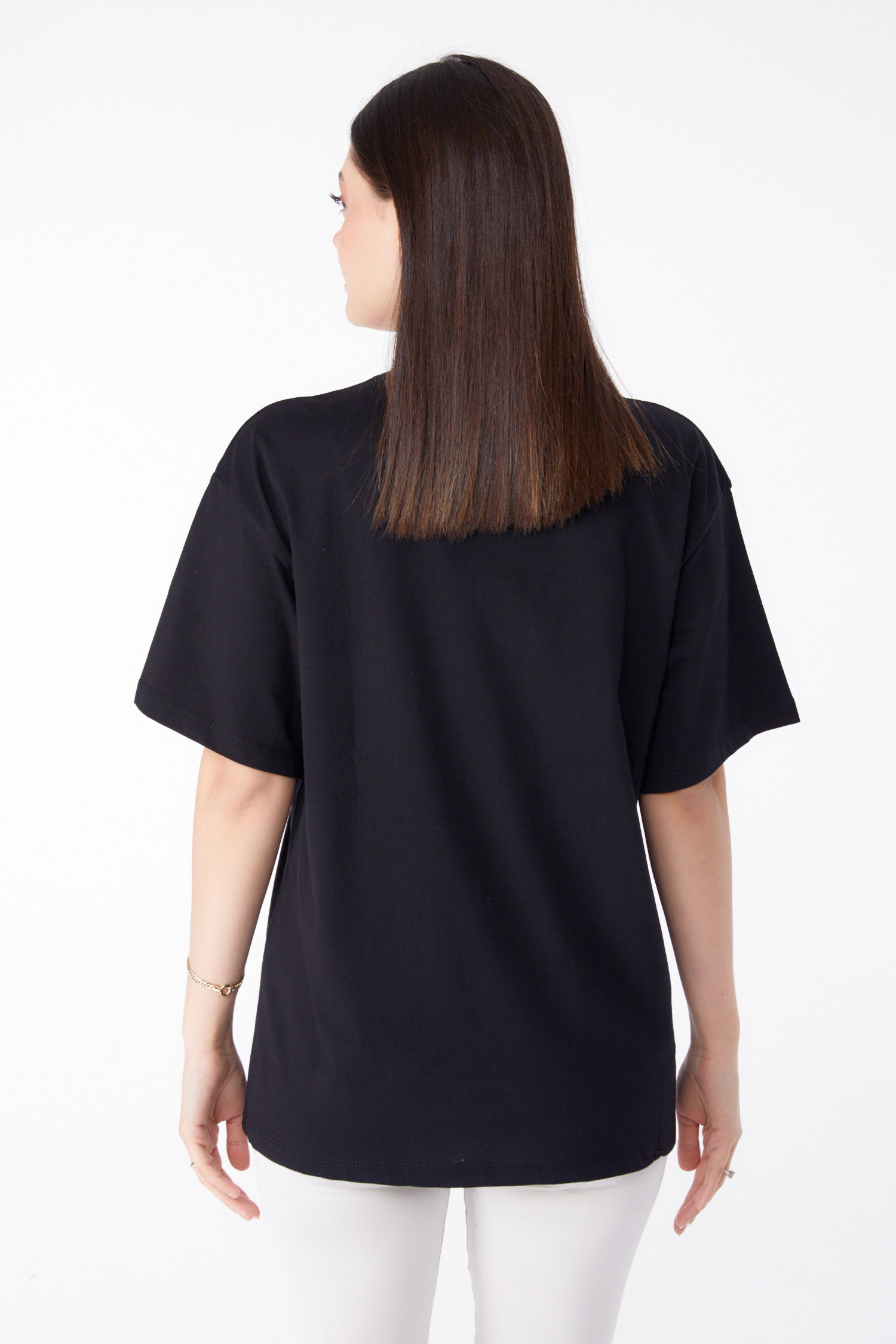 Baskılı T-shirt Siyah - 25375 - 5