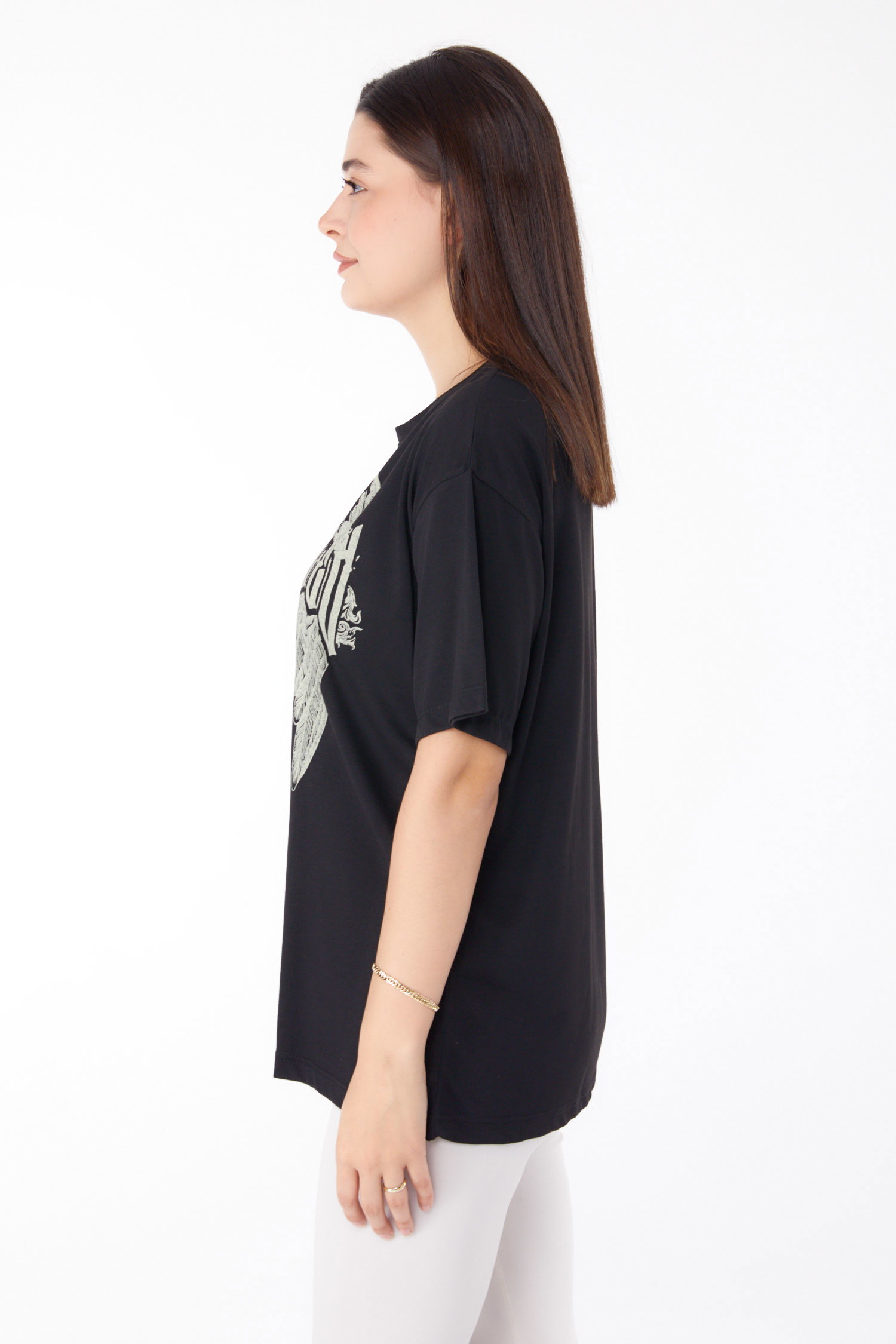 Baskılı T-shirt Siyah - 25694 - 4