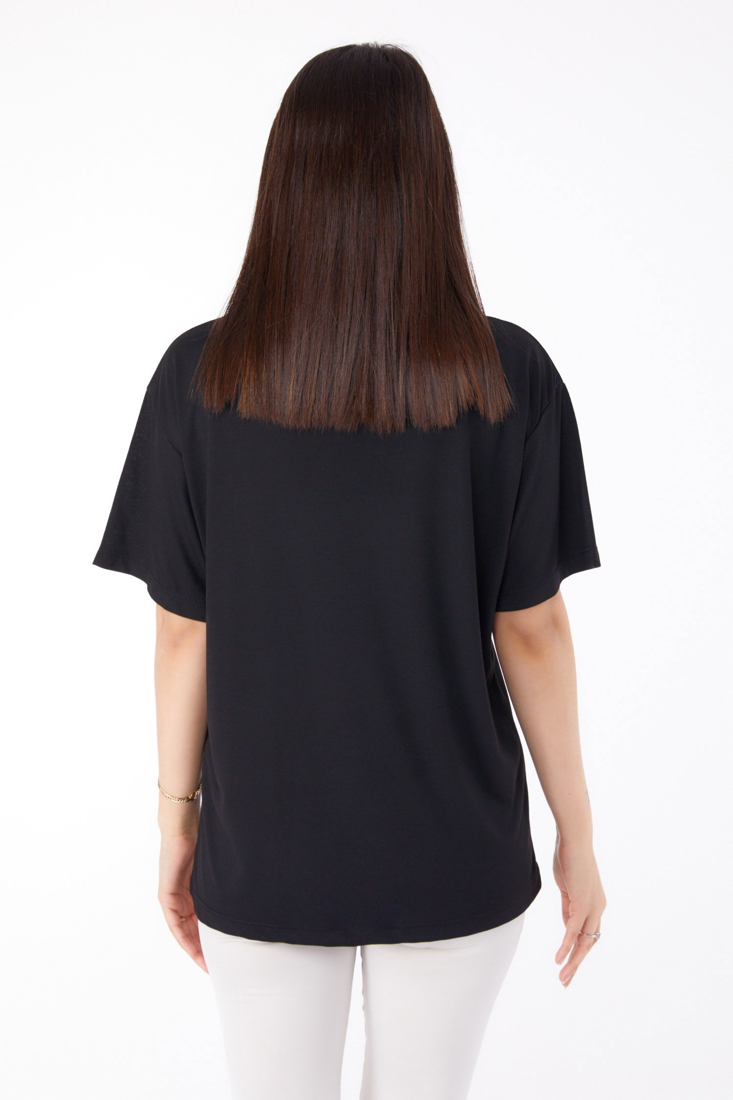Baskılı T-shirt Siyah - 25694 - 5