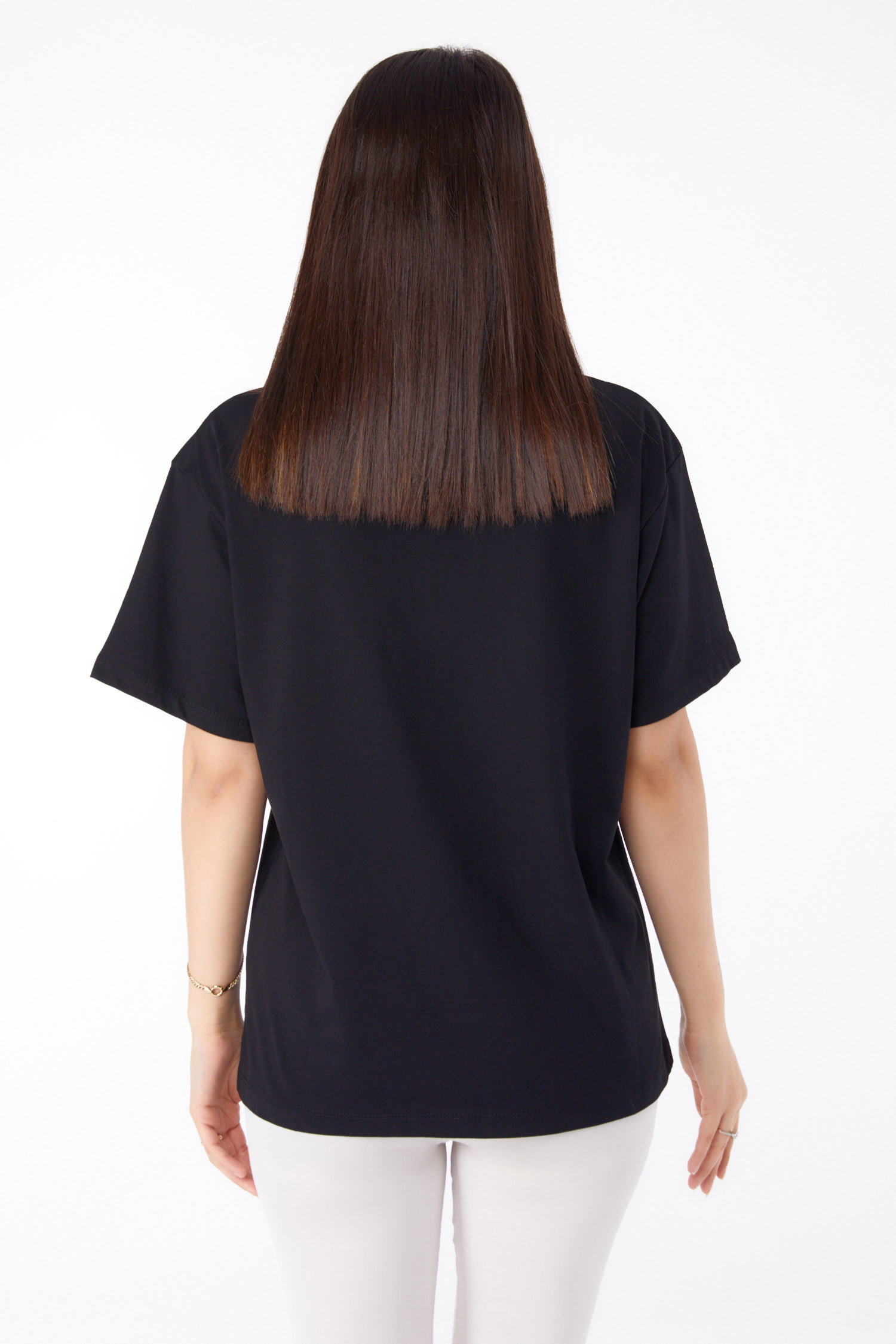 Baskılı T-shirt Siyah - 25700 - 5