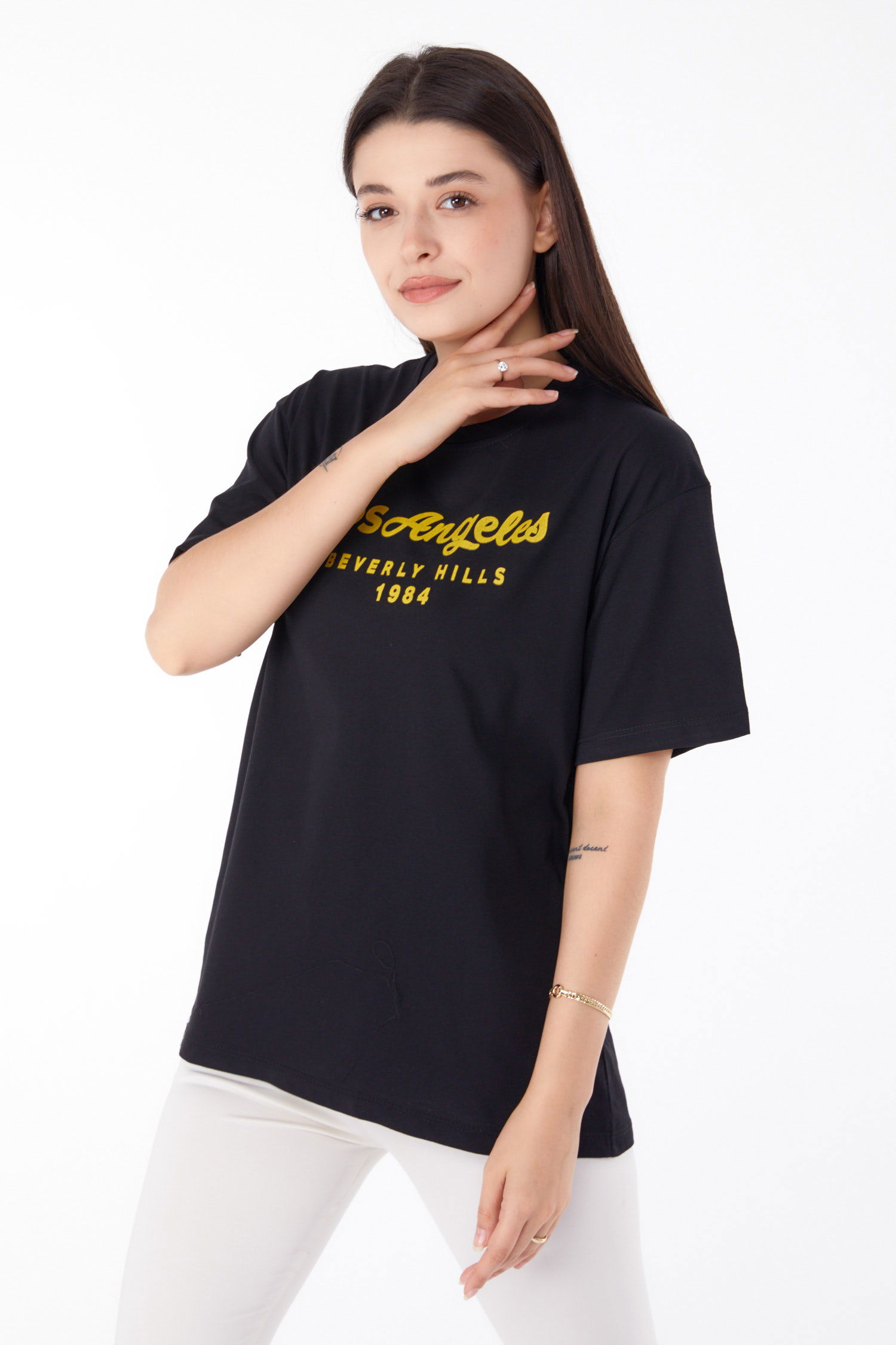 Baskılı T-shirt Siyah - 25701 - 1