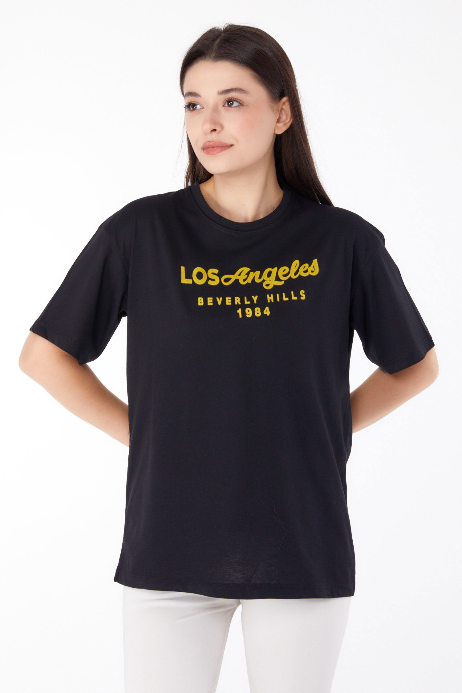 Baskılı T-shirt Siyah - 25701 - 3