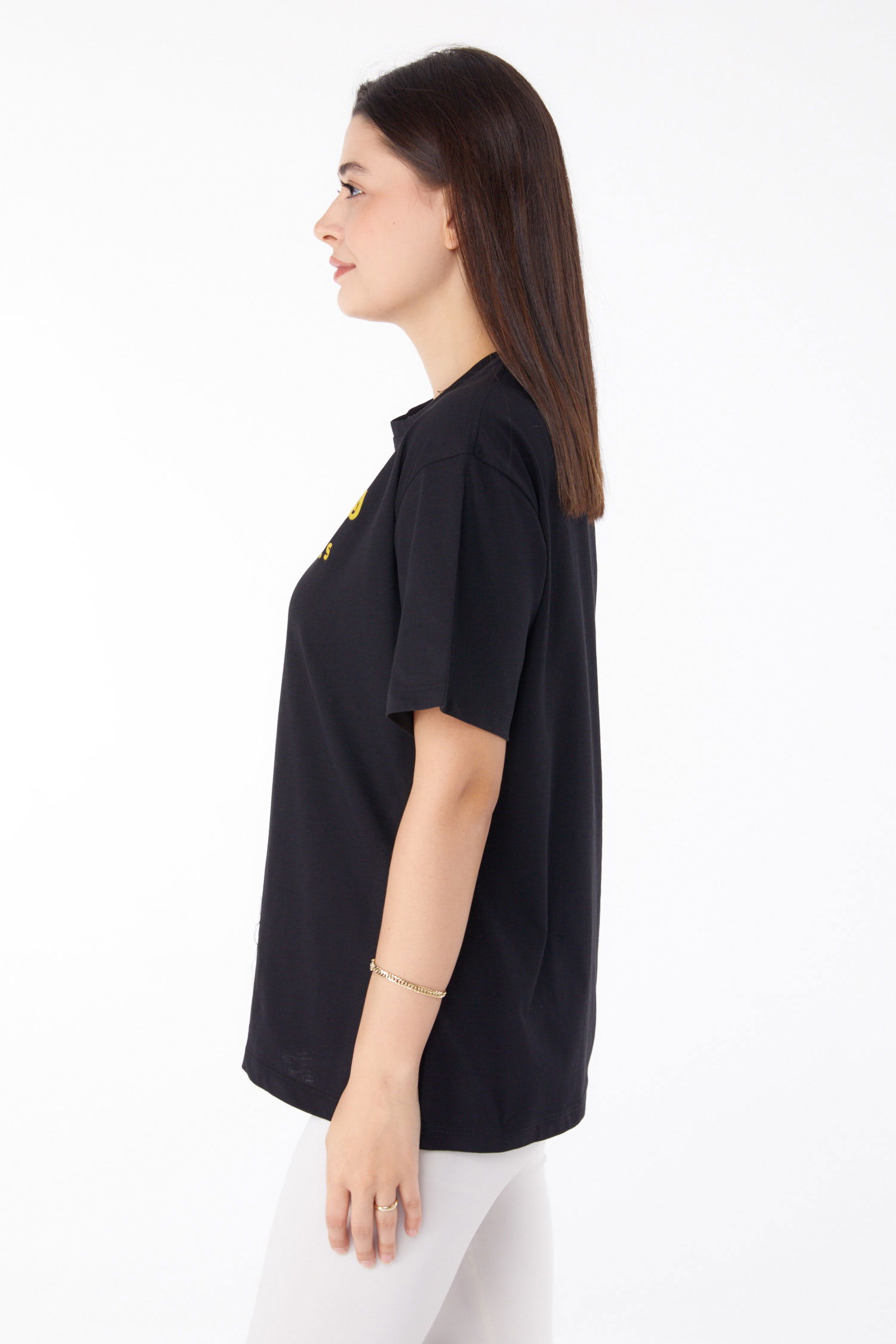 Baskılı T-shirt Siyah - 25701 - 4
