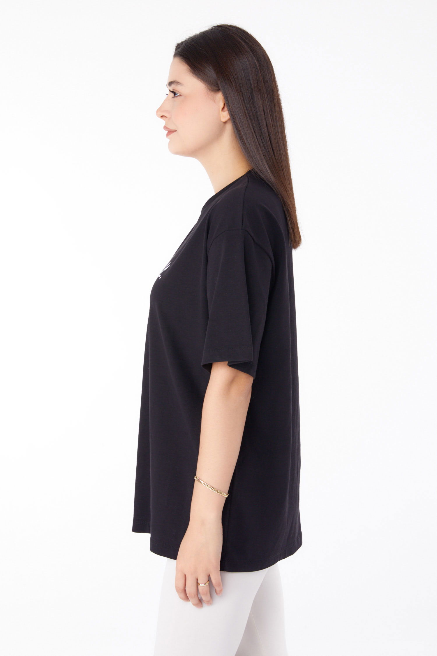 Baskılı T-shirt Siyah - 25703 - 4