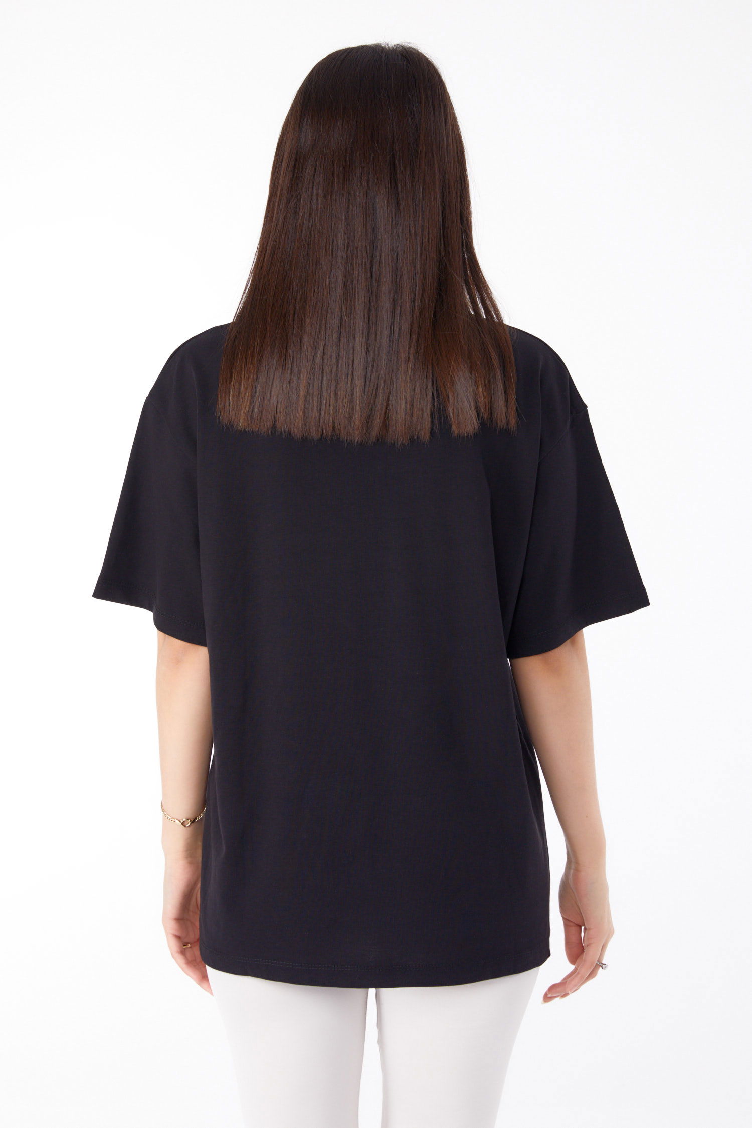 Baskılı T-shirt Siyah - 25703 - 5