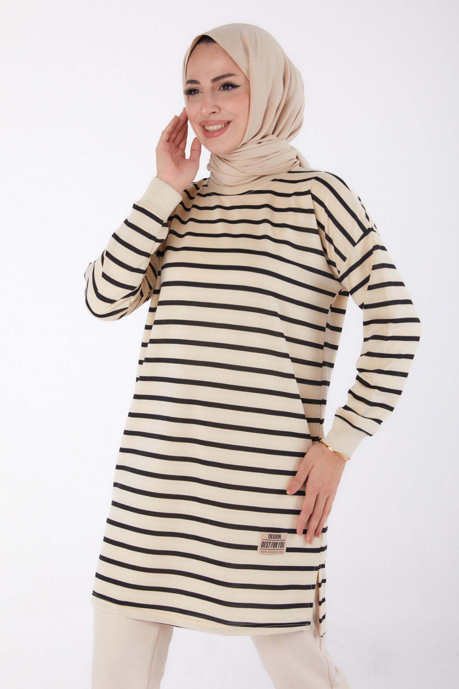 Çizgili Aramalı Tunik Siyah - 26458 - 2