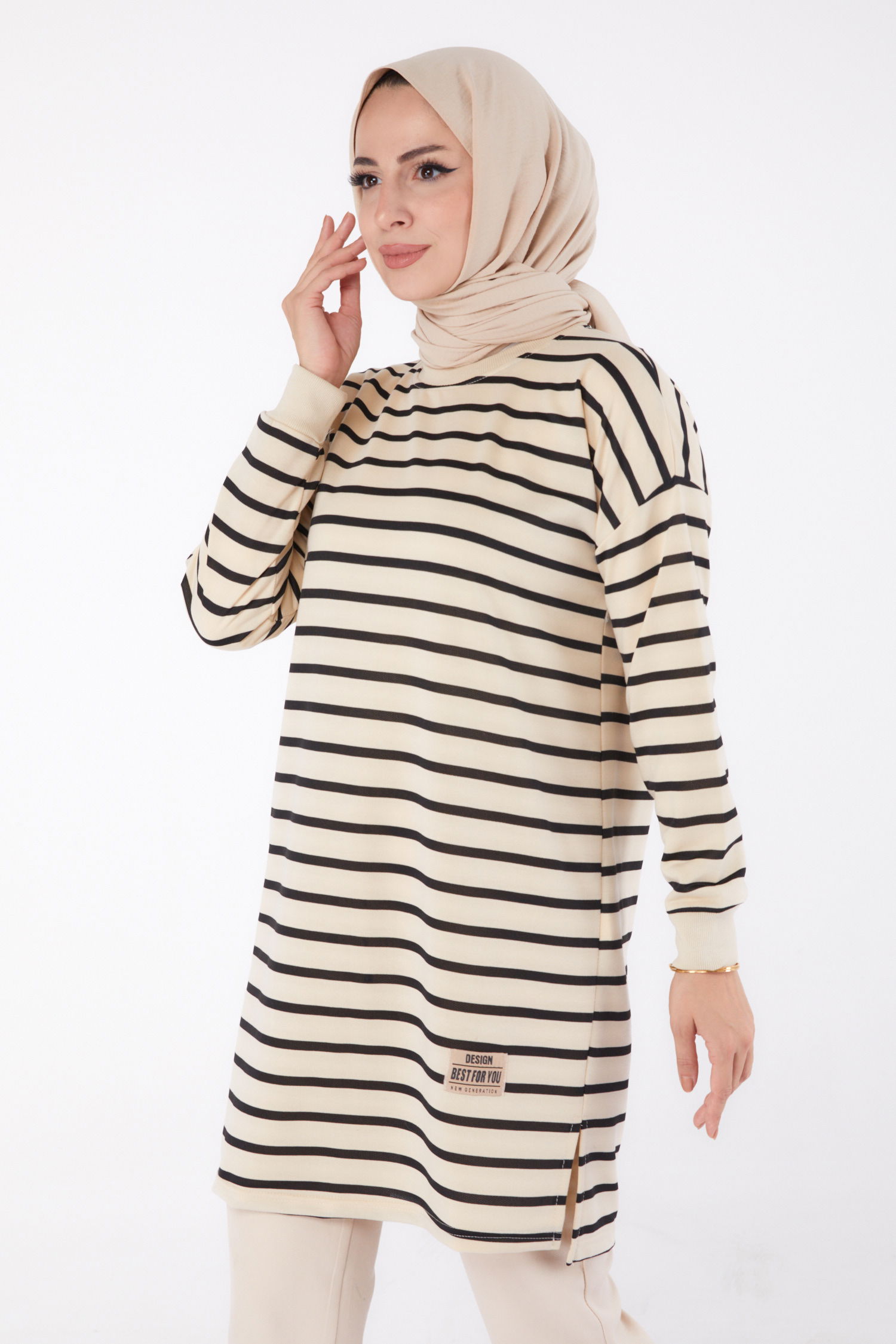 Çizgili Aramalı Tunik Siyah - 26458 - 3