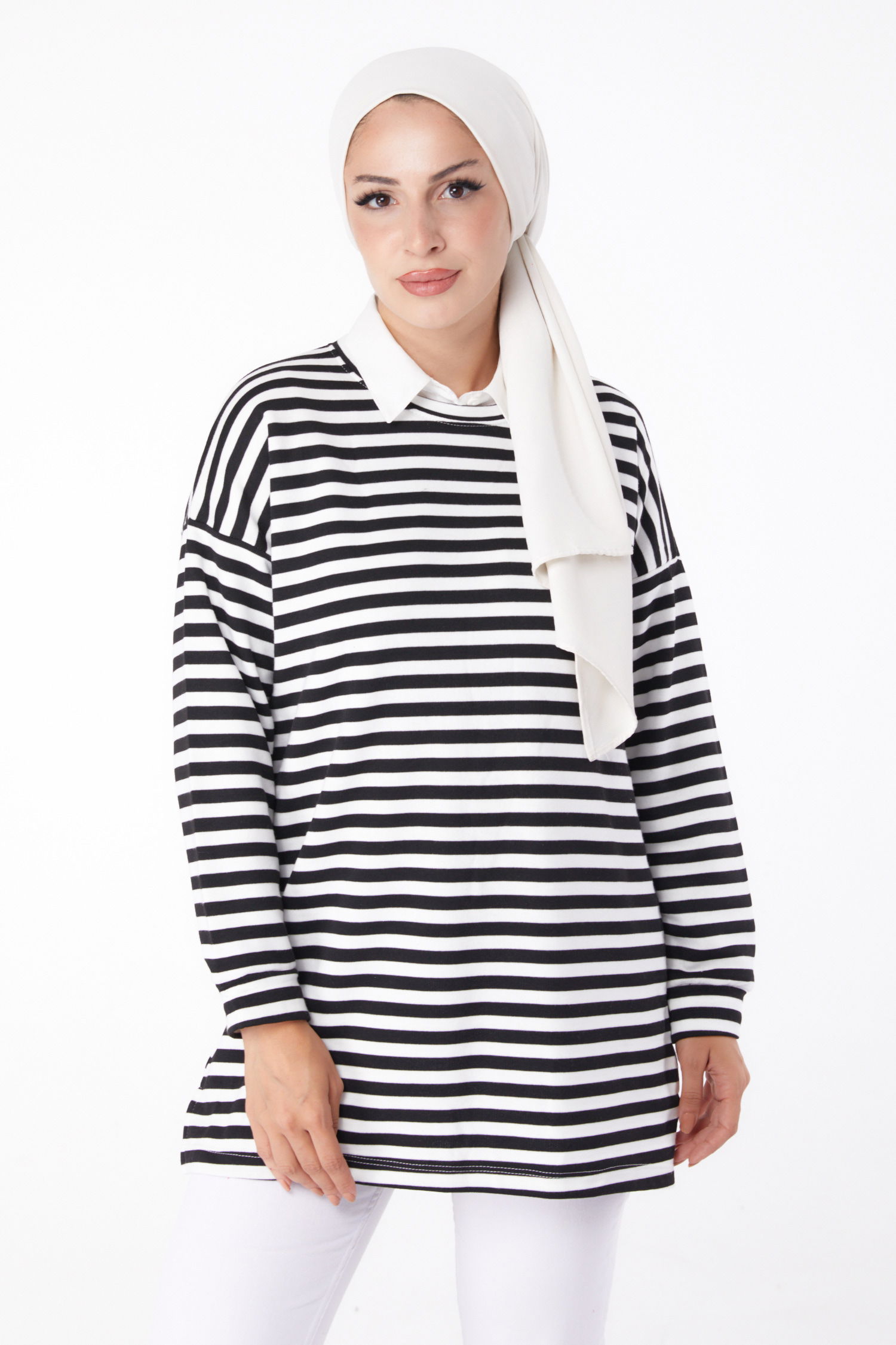 Çizgili Sweat Siyah - 26241 - 2