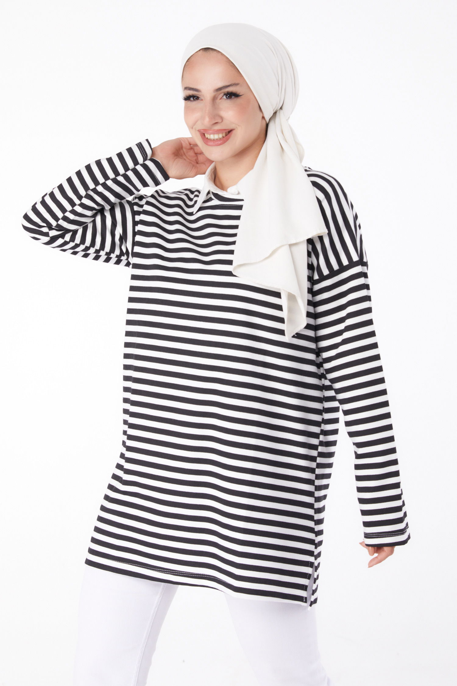 Çizgili Sweat Siyah - 26242 - 3