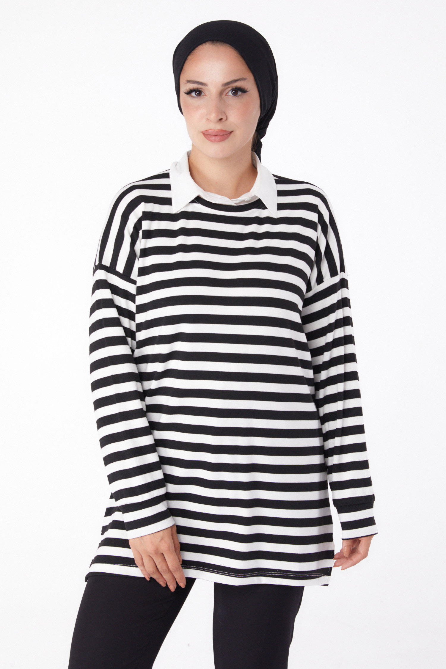 Çizgili Sweat Siyah - 26244 - 2