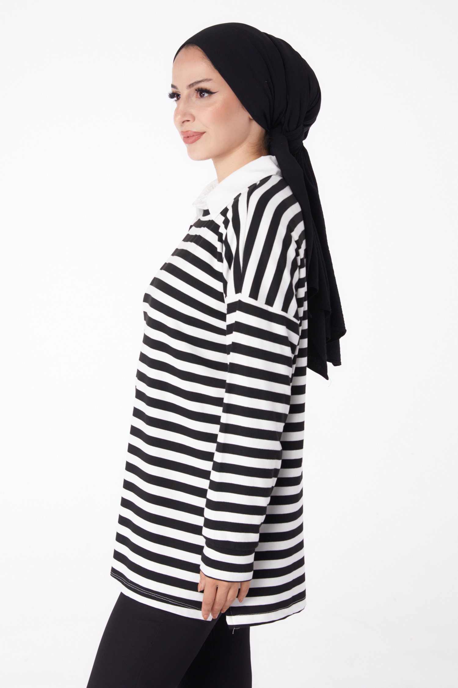 Çizgili Sweat Siyah - 26244 - 4