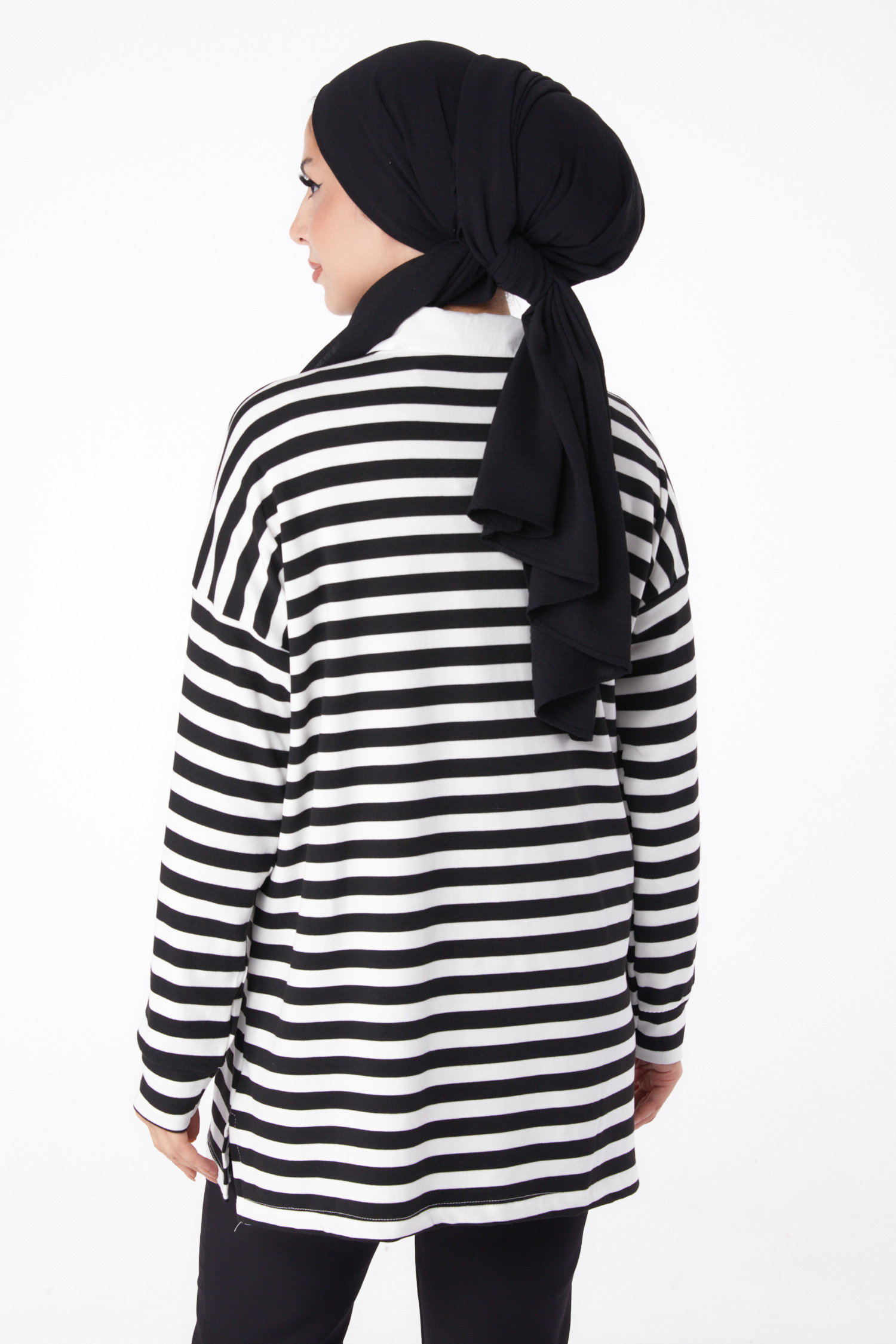 Çizgili Sweat Siyah - 26244 - 5