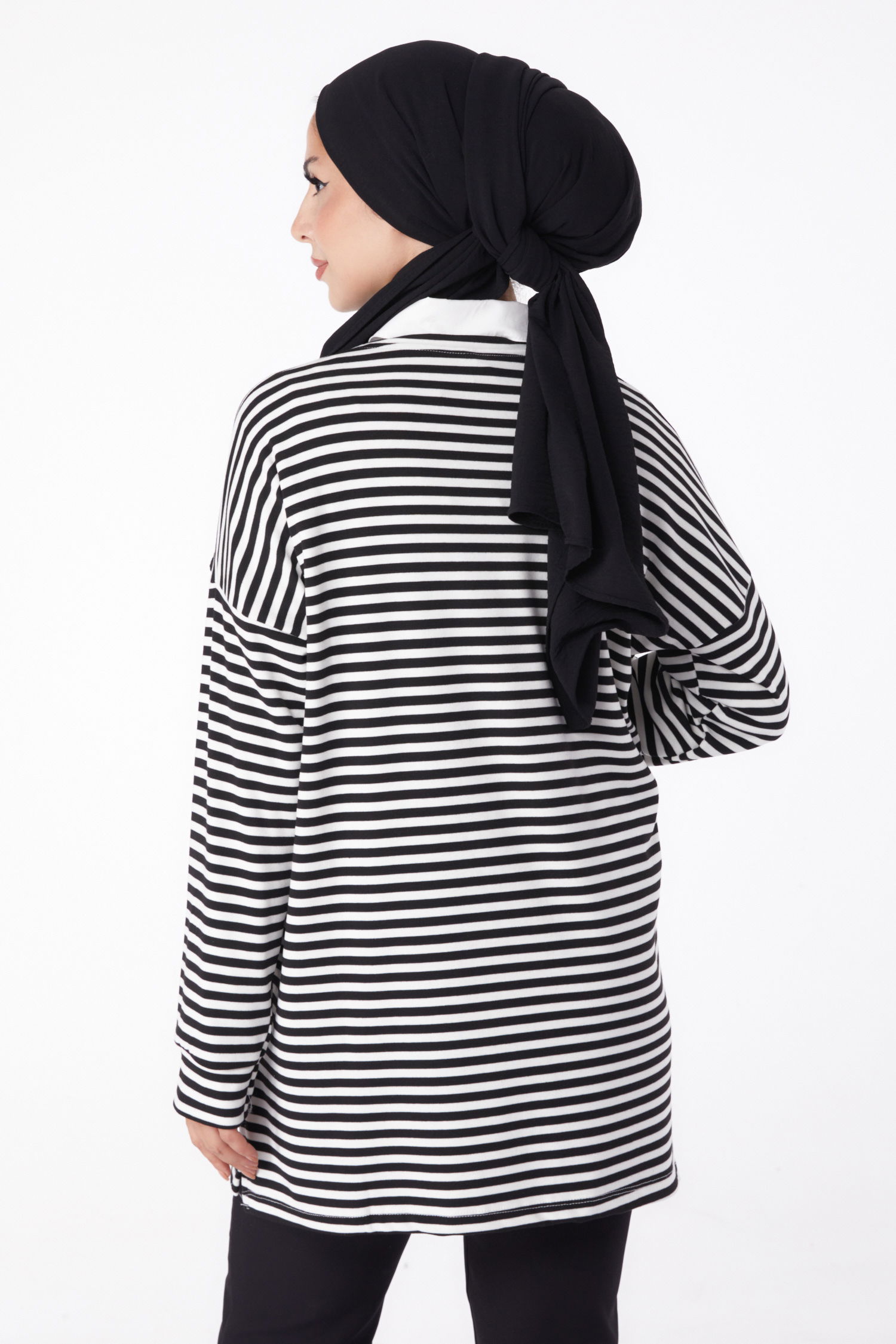 Çizgili Sweat Siyah - 26246 - 5