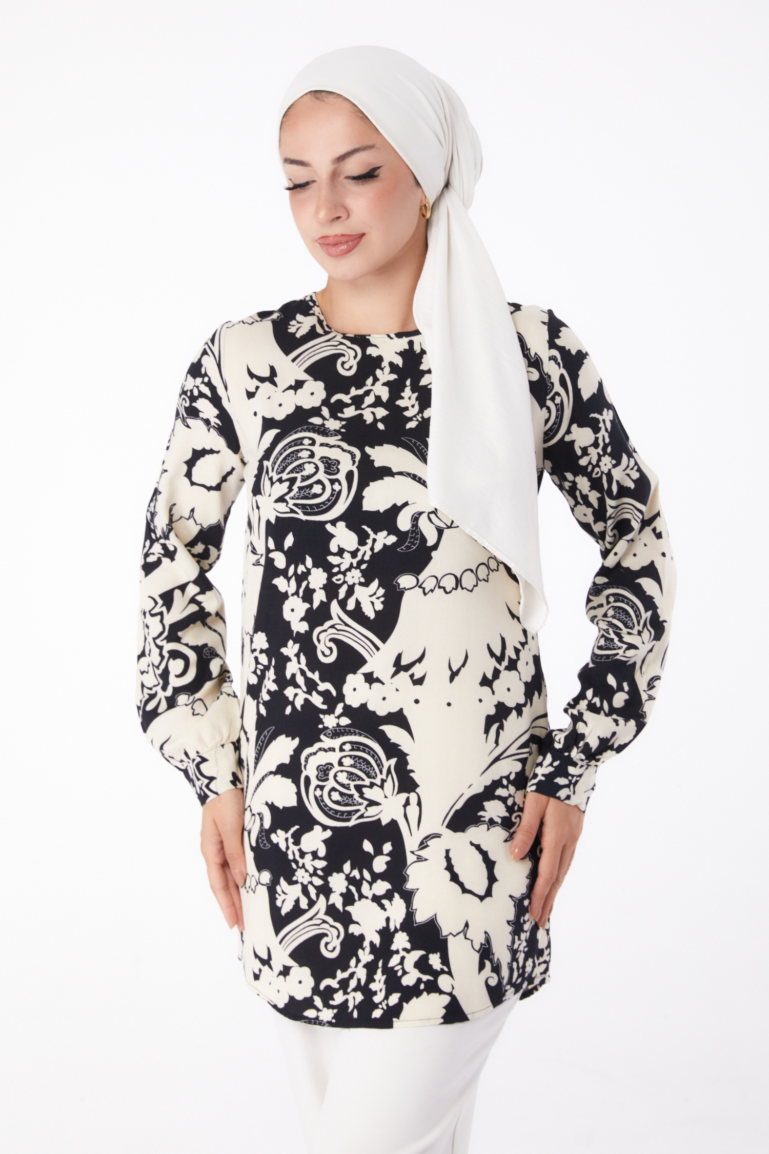 Desenli Tunik Siyah - 13277 - 3