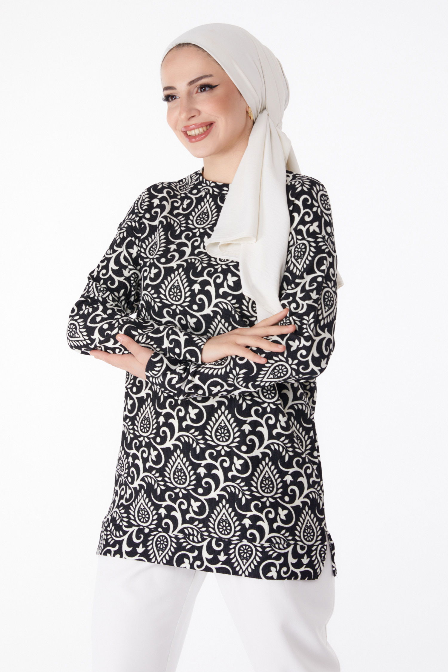 Desenli Tunik Siyah - 25321 - 2