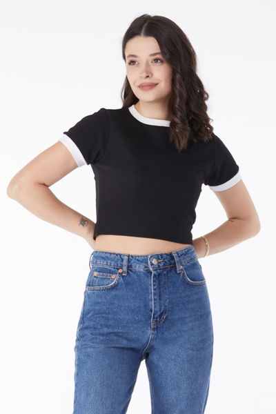 Garnili Crop Siyah - 25233 