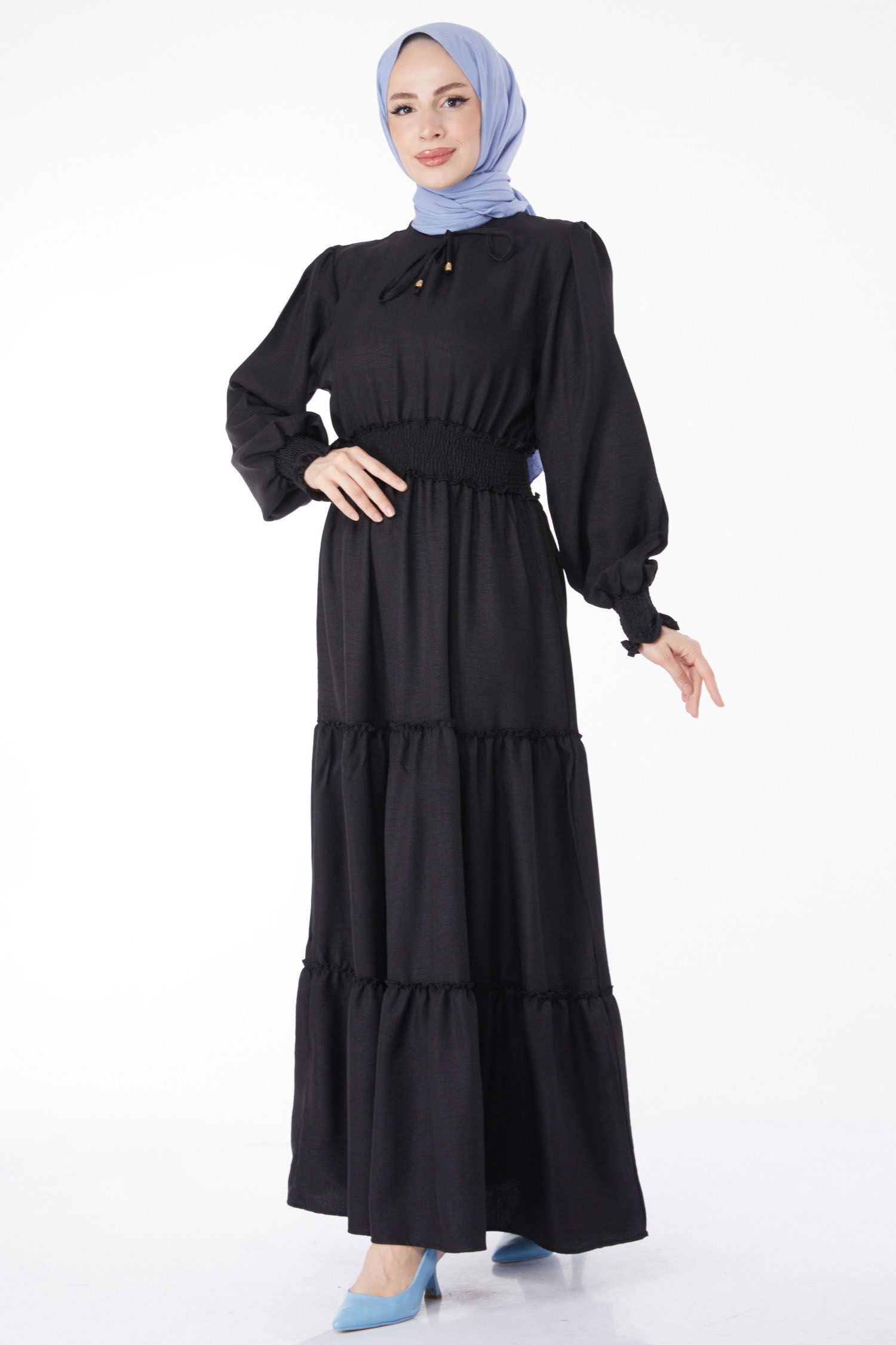 Gipe Detaylı Elbise Siyah - 24961 - 1