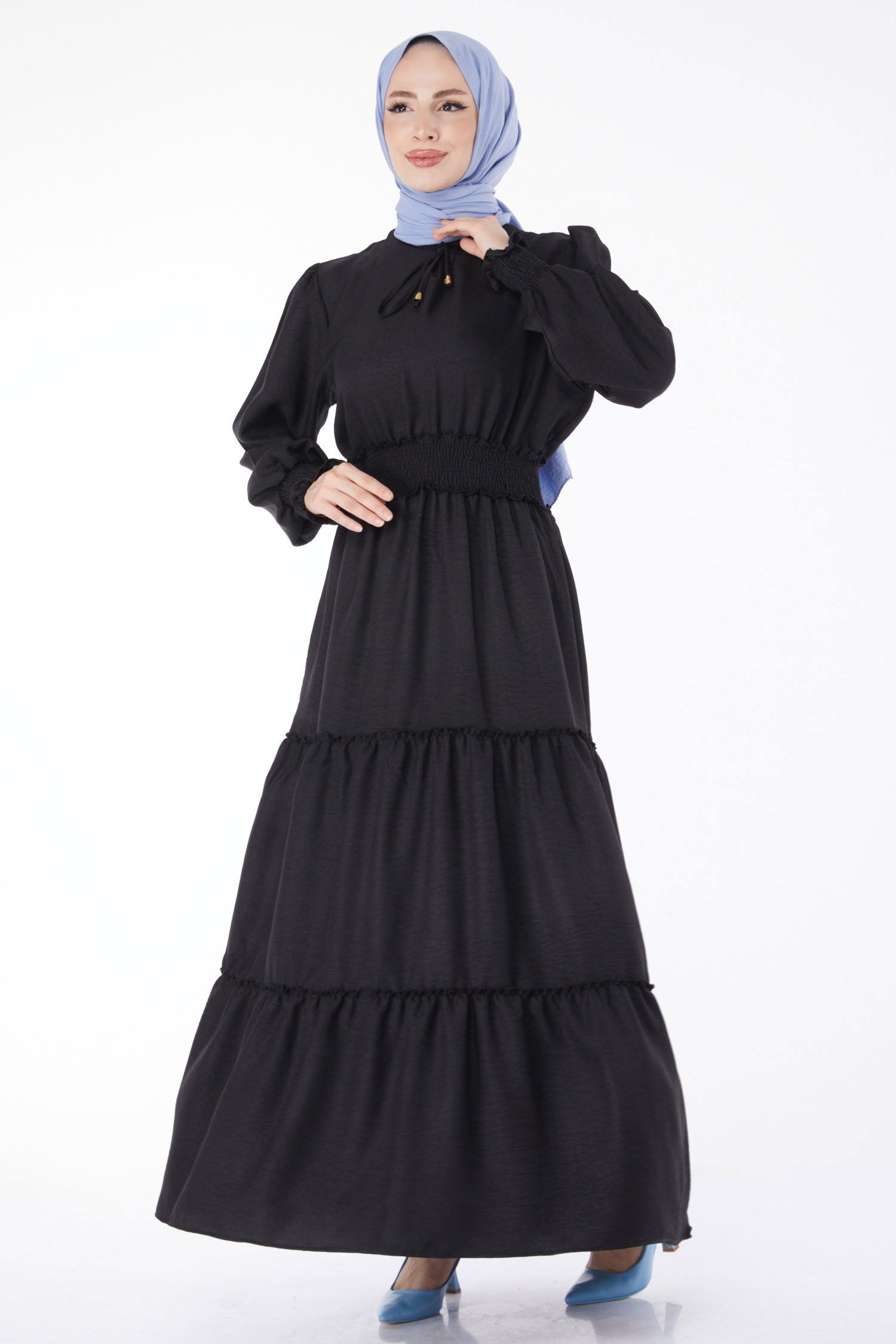 Gipe Detaylı Elbise Siyah - 24961 - 2