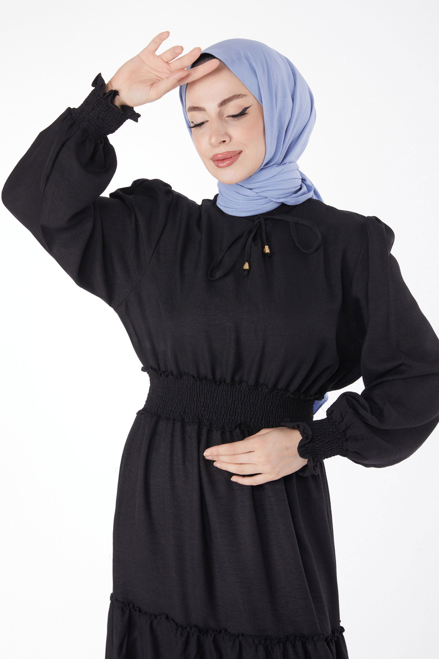 Gipe Detaylı Elbise Siyah - 24961 - 3