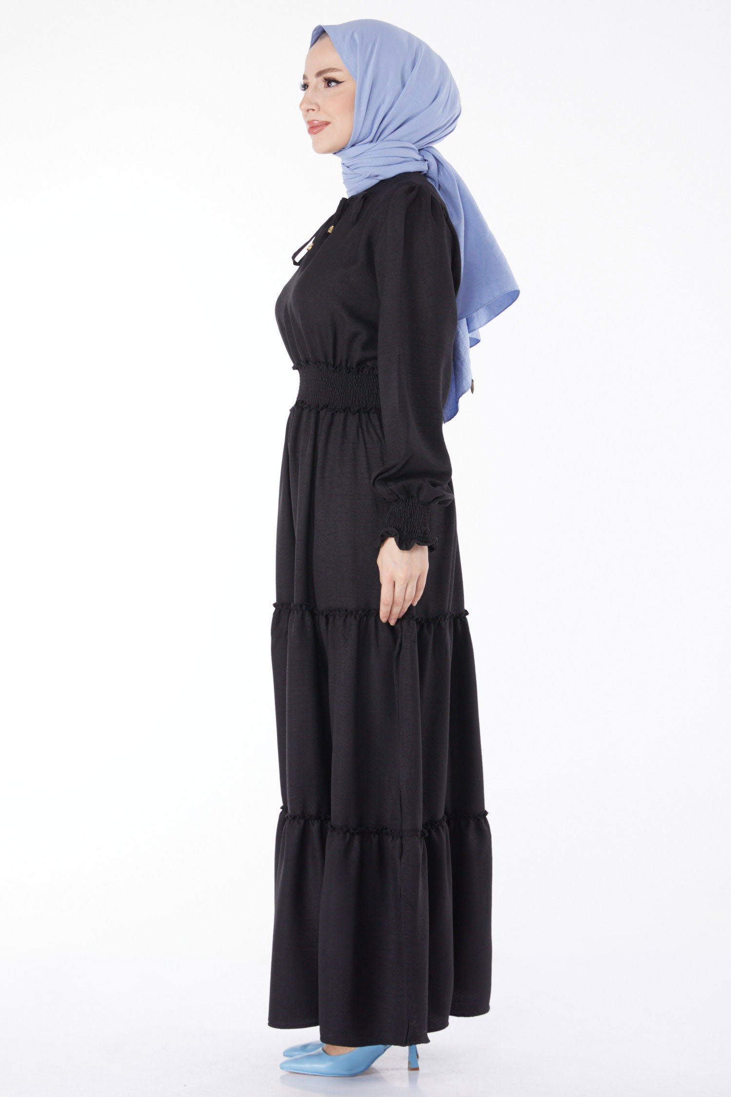 Gipe Detaylı Elbise Siyah - 24961 - 4